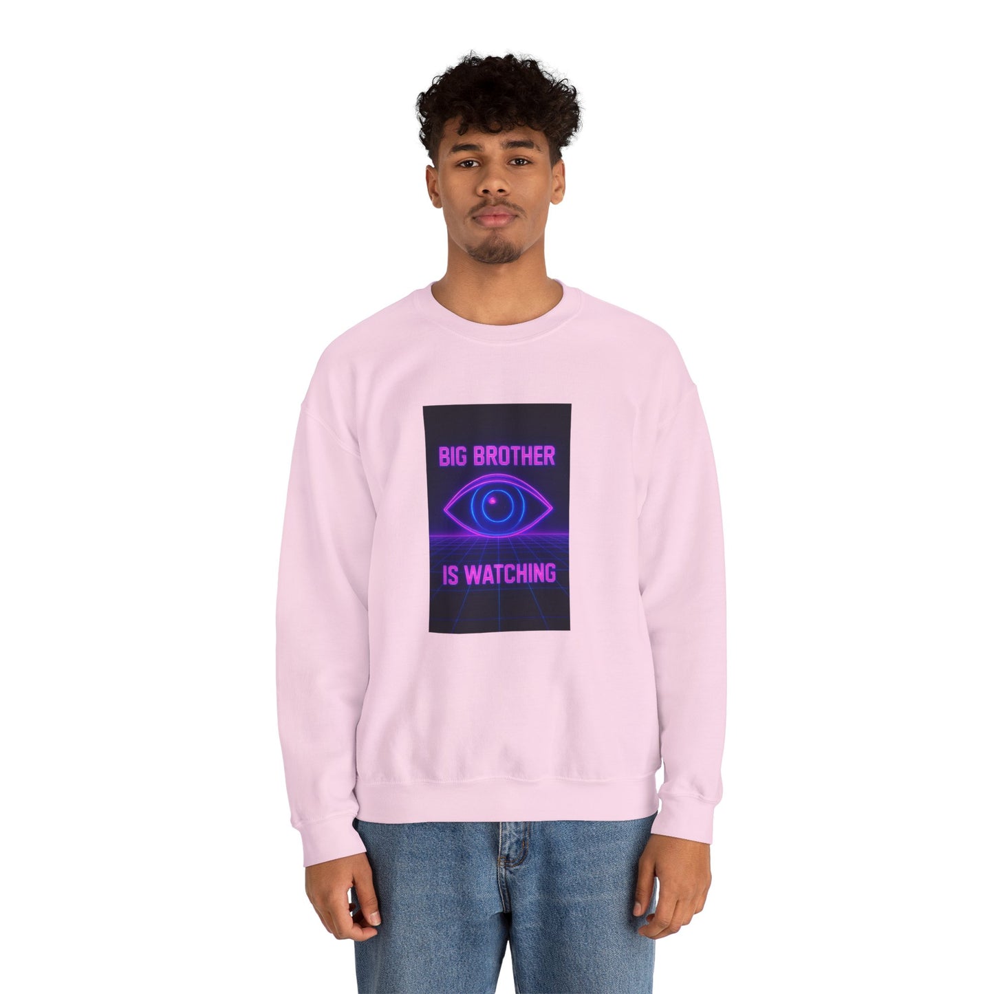 Crewneck Sweatshirt — "Big Brother Is Watching" Neon Eye Graphic