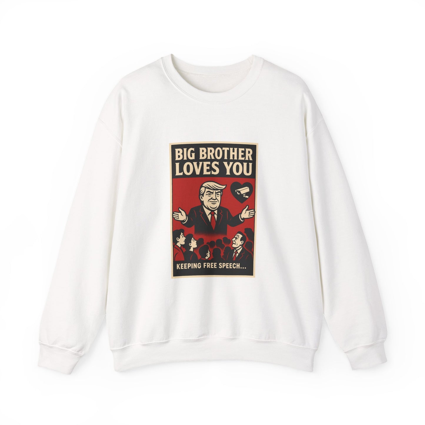 Big Brother Loves You Crewneck Sweatshirt - Unisex Heavy Blend, Cozy Gift, Casual Wear, Statement Piece, Perfect for Any Season