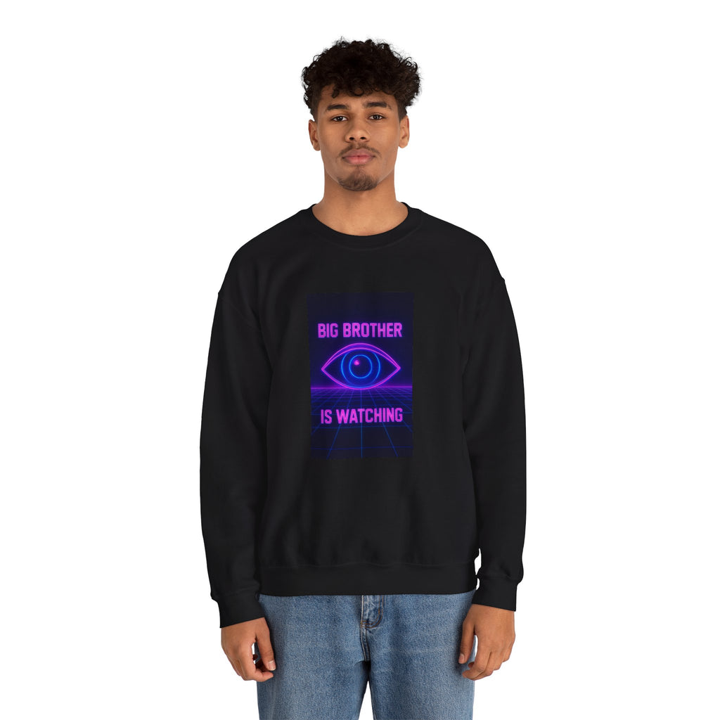 Crewneck Sweatshirt — "Big Brother Is Watching" Neon Eye Graphic