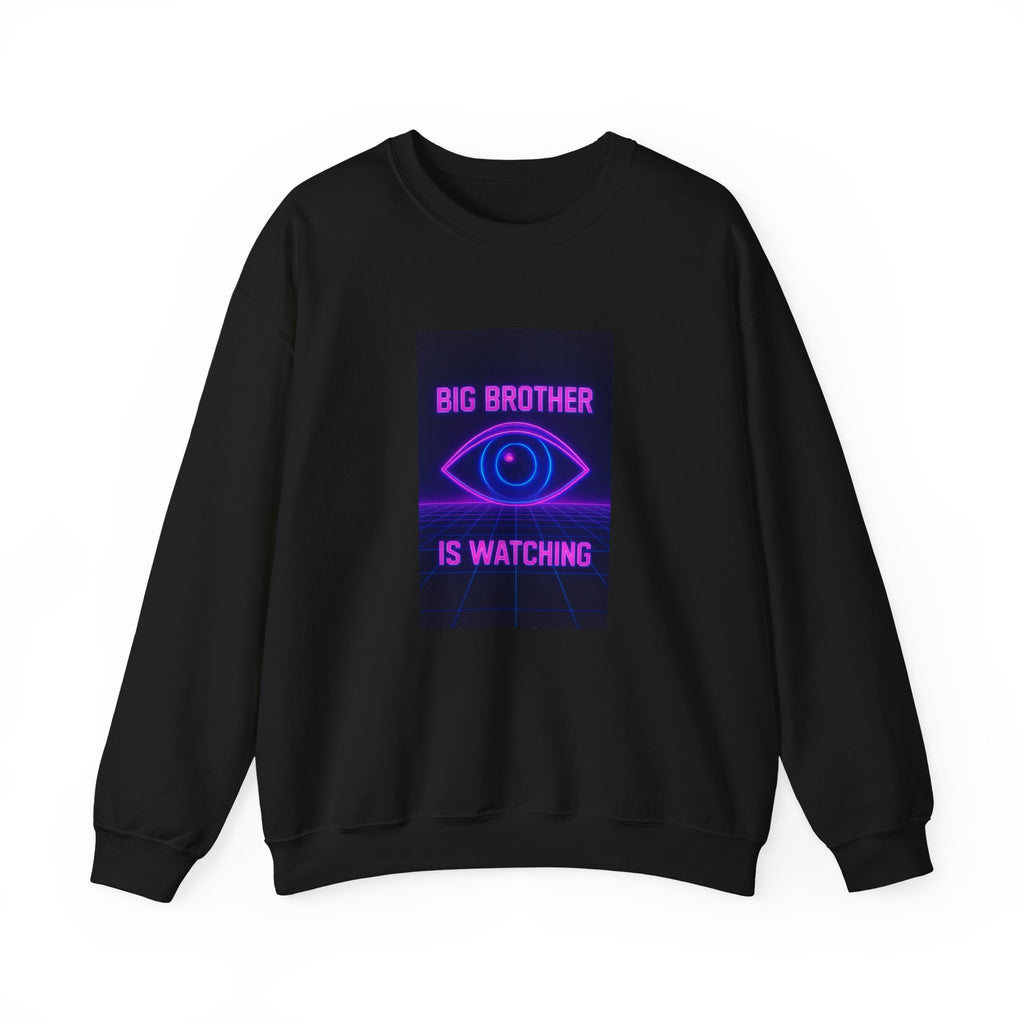 Crewneck Sweatshirt — "Big Brother Is Watching" Neon Eye Graphic