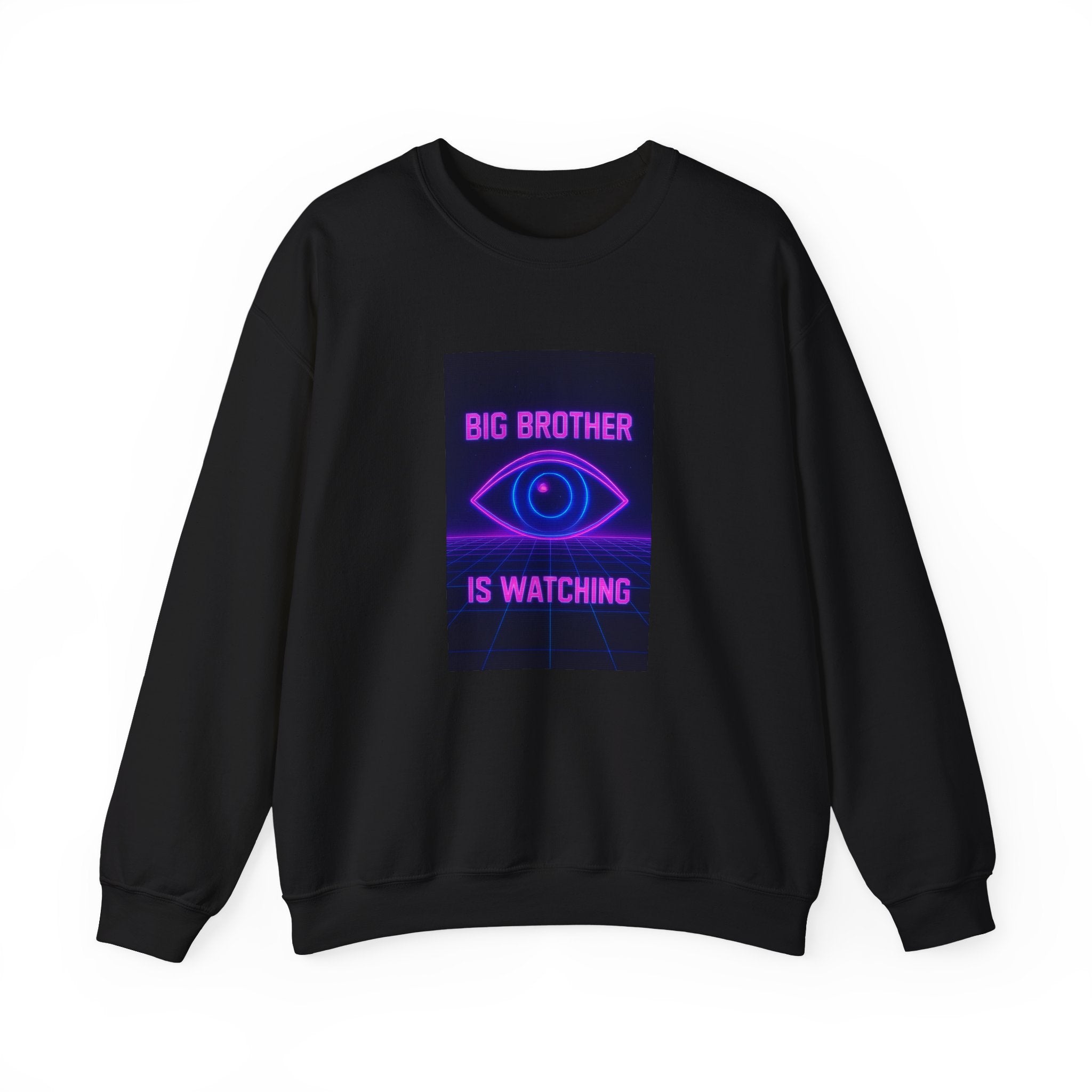 Crewneck Sweatshirt — "Big Brother Is Watching" Neon Eye Graphic