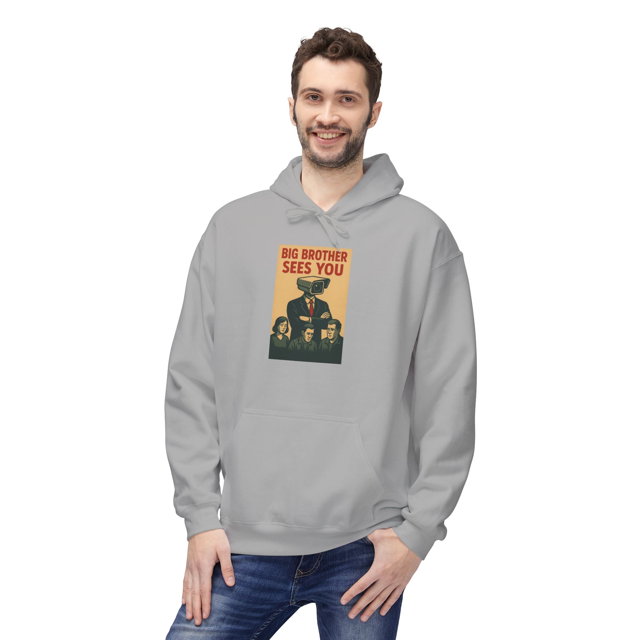 Big Brother Sees You Hoodie, Unisex Fleece Pullover, Cozy Sweatshirt, Gift for Fans, Retro Style Apparel, Casual Everyday Wear