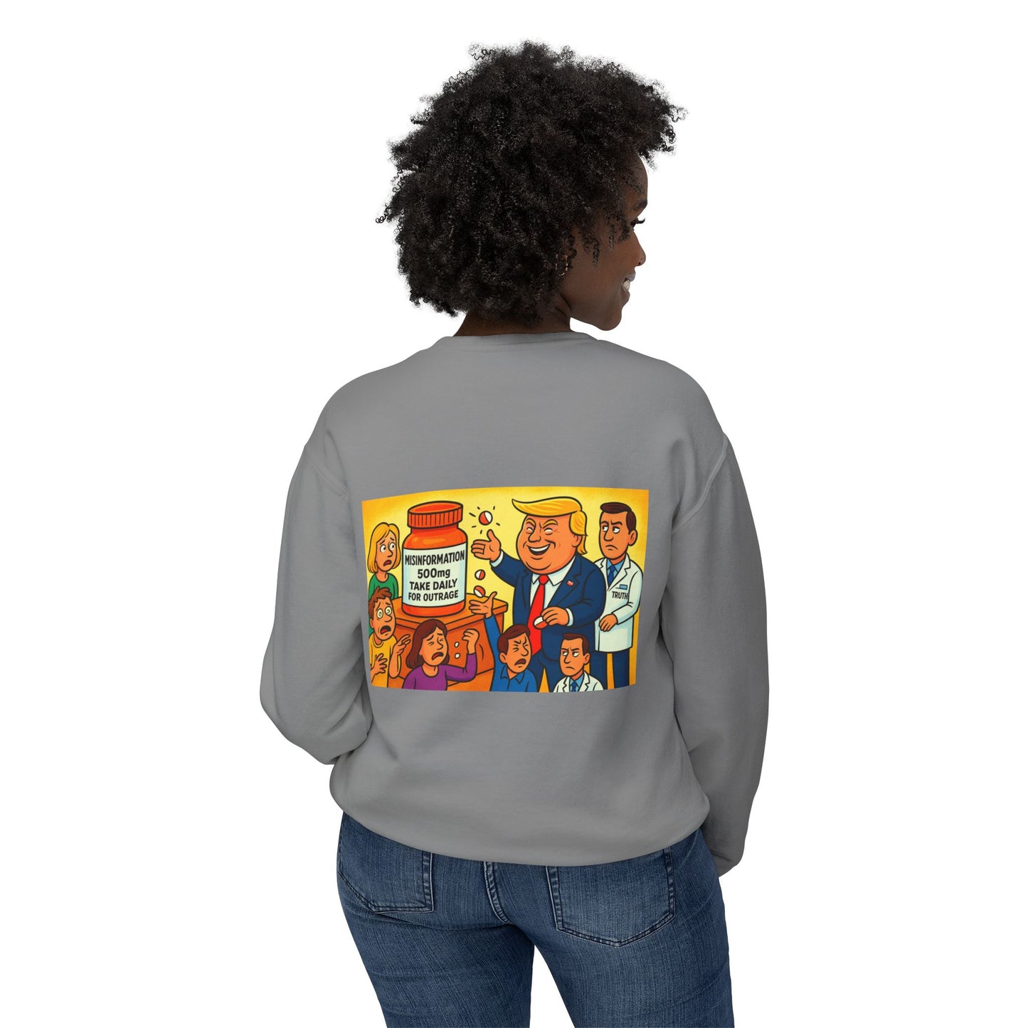 Trump-Inspired Unisex Lightweight Crewneck Sweatshirt, Funny Gift for Dad, Graphic Sweatshirt, Casual Wear, Political Apparel