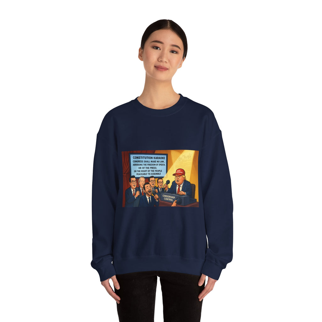 Patriotic Humor Crewneck Sweatshirt, Funny Gift for Political Enthusiasts, Comfy Casual Wear, Ideal for Gift Giving, Unisex Fashion