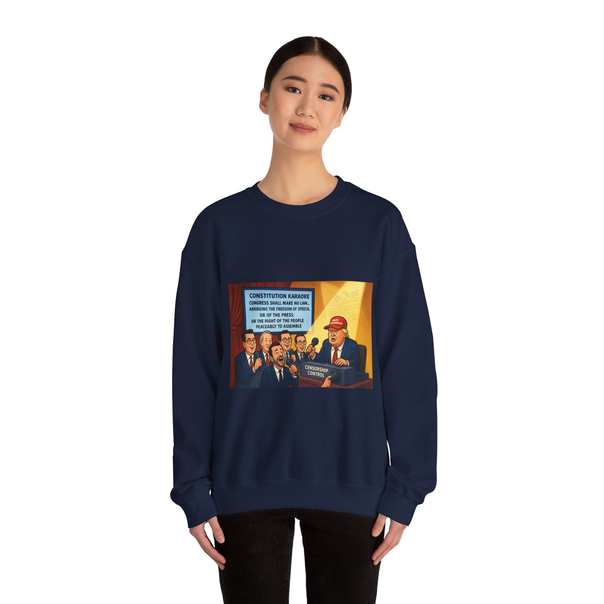 Patriotic Humor Crewneck Sweatshirt, Funny Gift for Political Enthusiasts, Comfy Casual Wear, Ideal for Gift Giving, Unisex Fashion