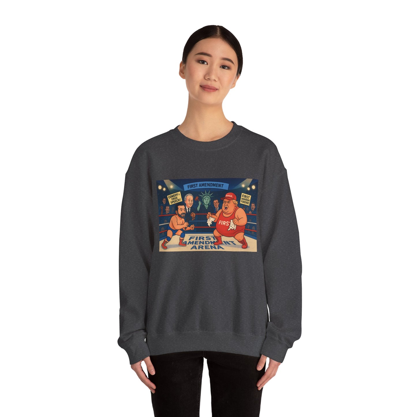Patriotic Humor Crewneck Sweatshirt, Funny Gift for Political Enthusiasts, Comfy Casual Wear, Ideal for Gift Giving, Unisex Fashion