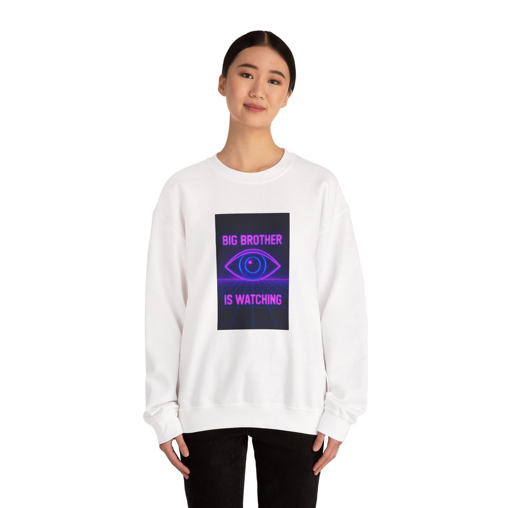 Crewneck Sweatshirt — "Big Brother Is Watching" Neon Eye Graphic