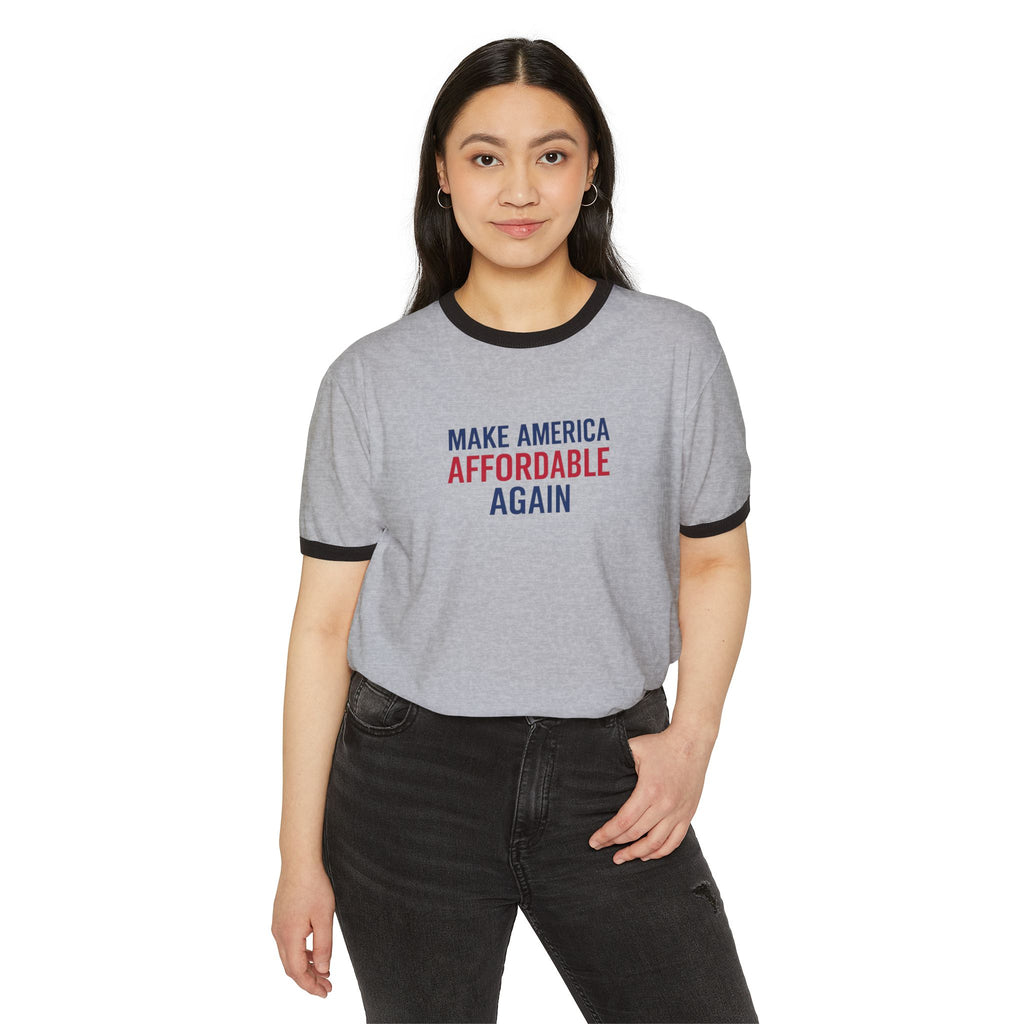 Unisex Cotton Ringer T-Shirt with 'Make America Affordable Again' Slogan, Casual Wear, Gift for Activists, Patriotic Apparel, [...]