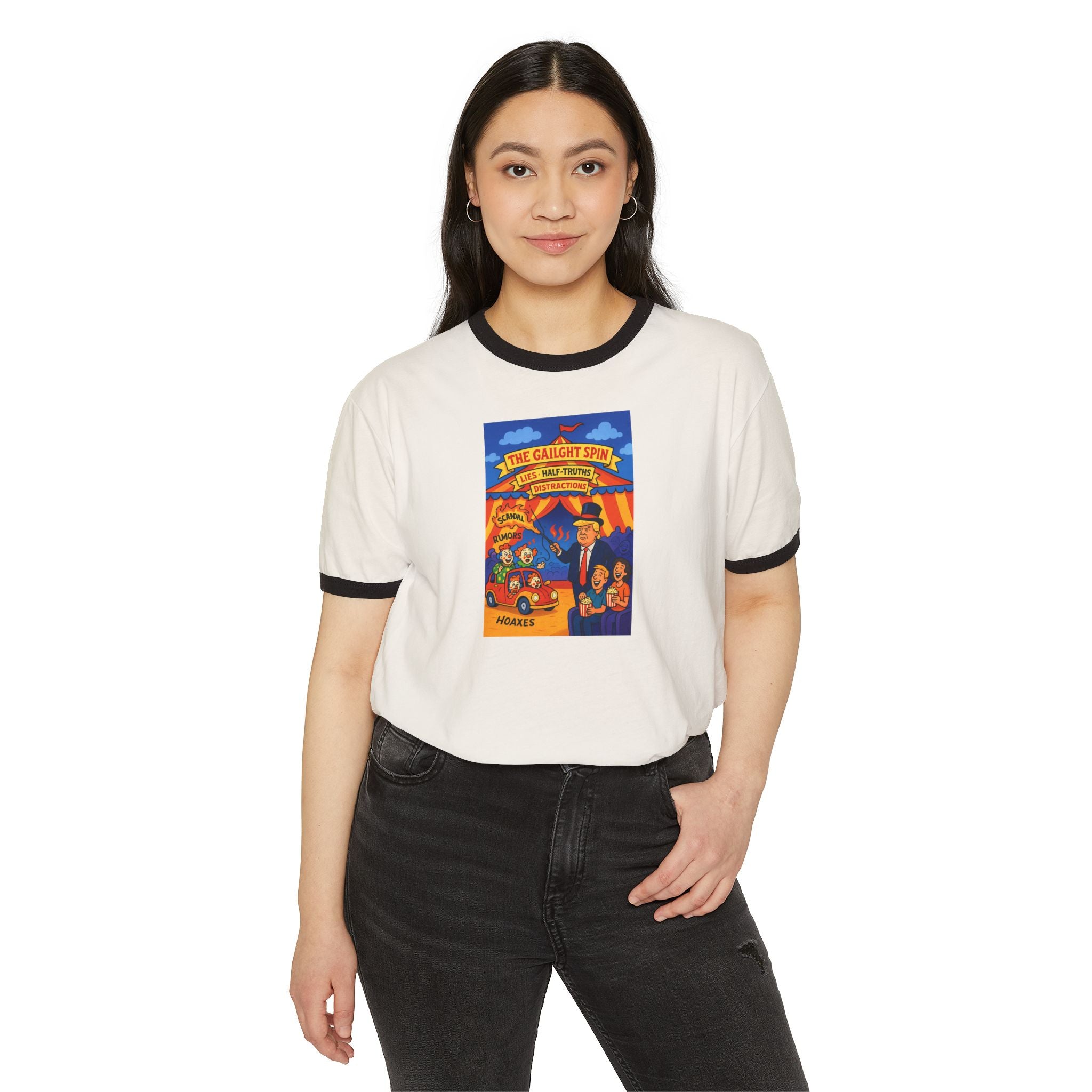 Vintage-Inspired Circus Ringer T-Shirt | Unisex Retro Tee, Carnival Style, Fun Graphic Tee, Gift for Dreamers, Summer Festival Wear