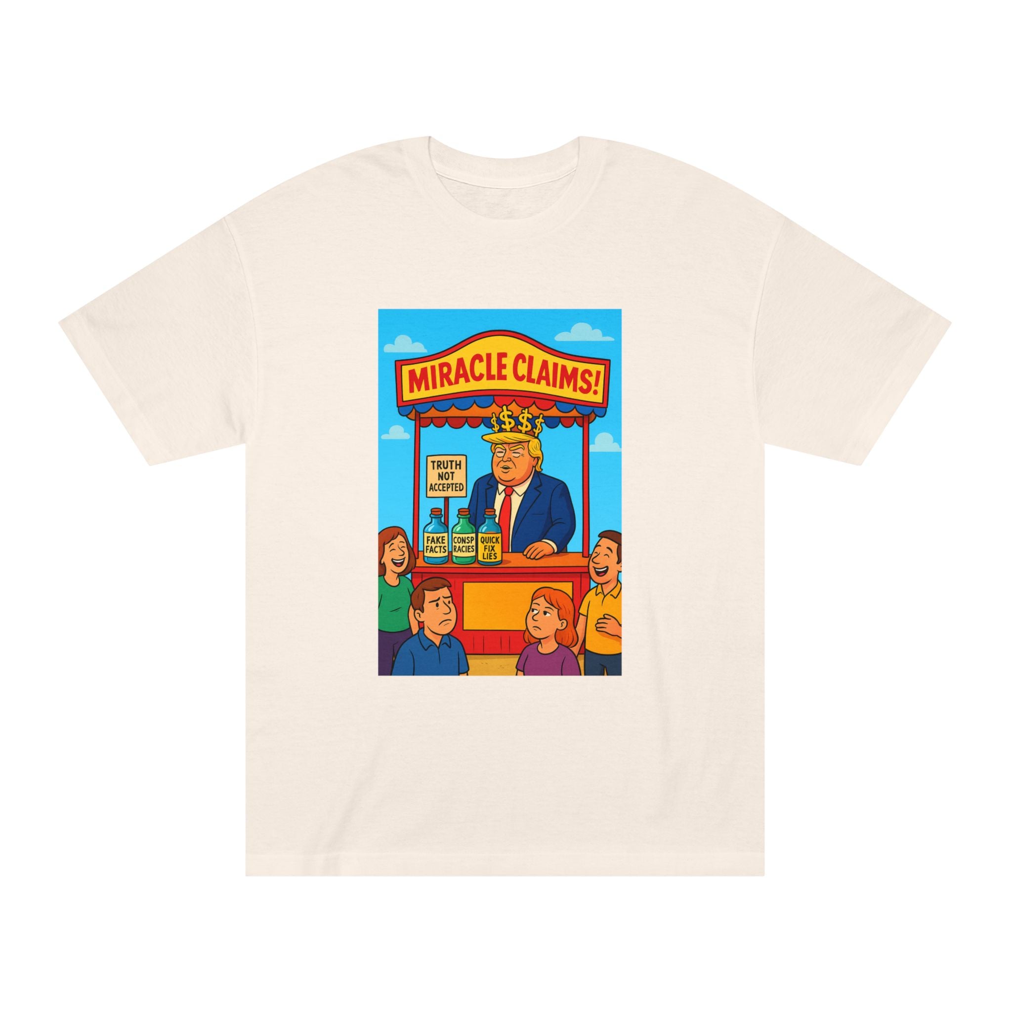 Funny Miracle Claims Unisex Classic Tee, Humor Shirt, Gift for Friends, Casual Wear, Statement T-Shirt, Unisex Graphic Tee