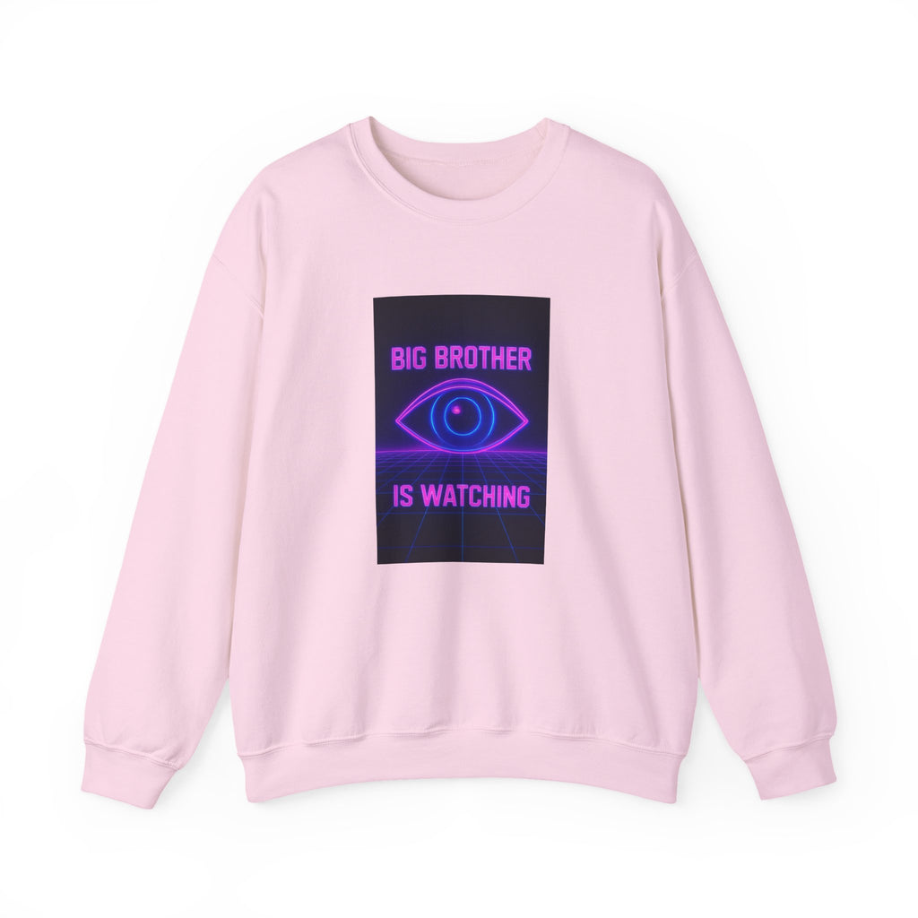 Crewneck Sweatshirt — "Big Brother Is Watching" Neon Eye Graphic