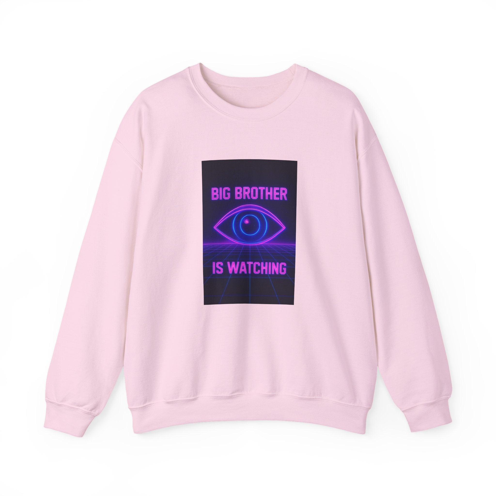 Crewneck Sweatshirt — "Big Brother Is Watching" Neon Eye Graphic