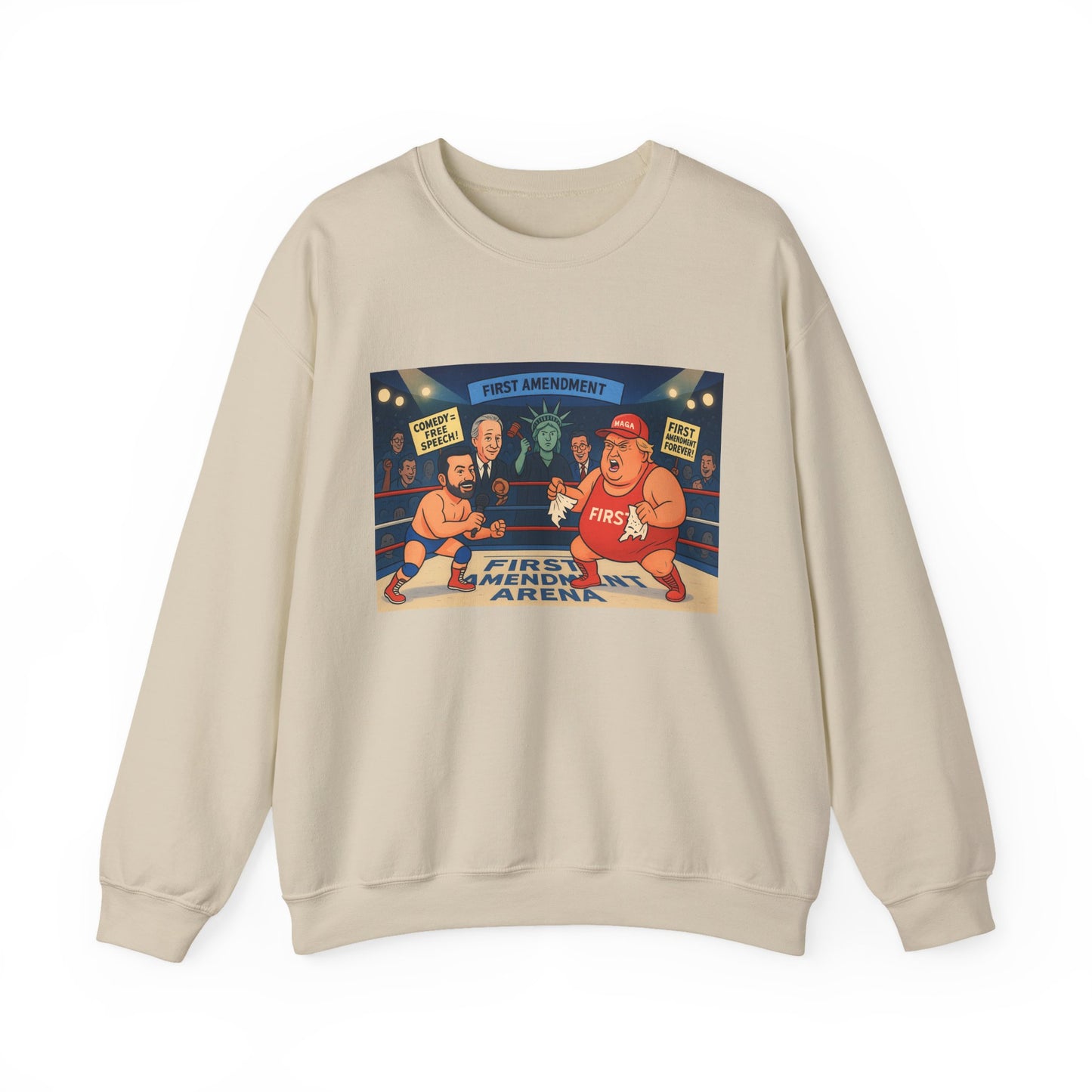 Patriotic Humor Crewneck Sweatshirt, Funny Gift for Political Enthusiasts, Comfy Casual Wear, Ideal for Gift Giving, Unisex Fashion