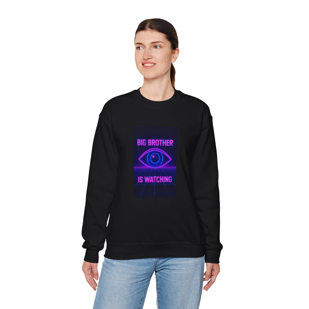 Crewneck Sweatshirt — "Big Brother Is Watching" Neon Eye Graphic