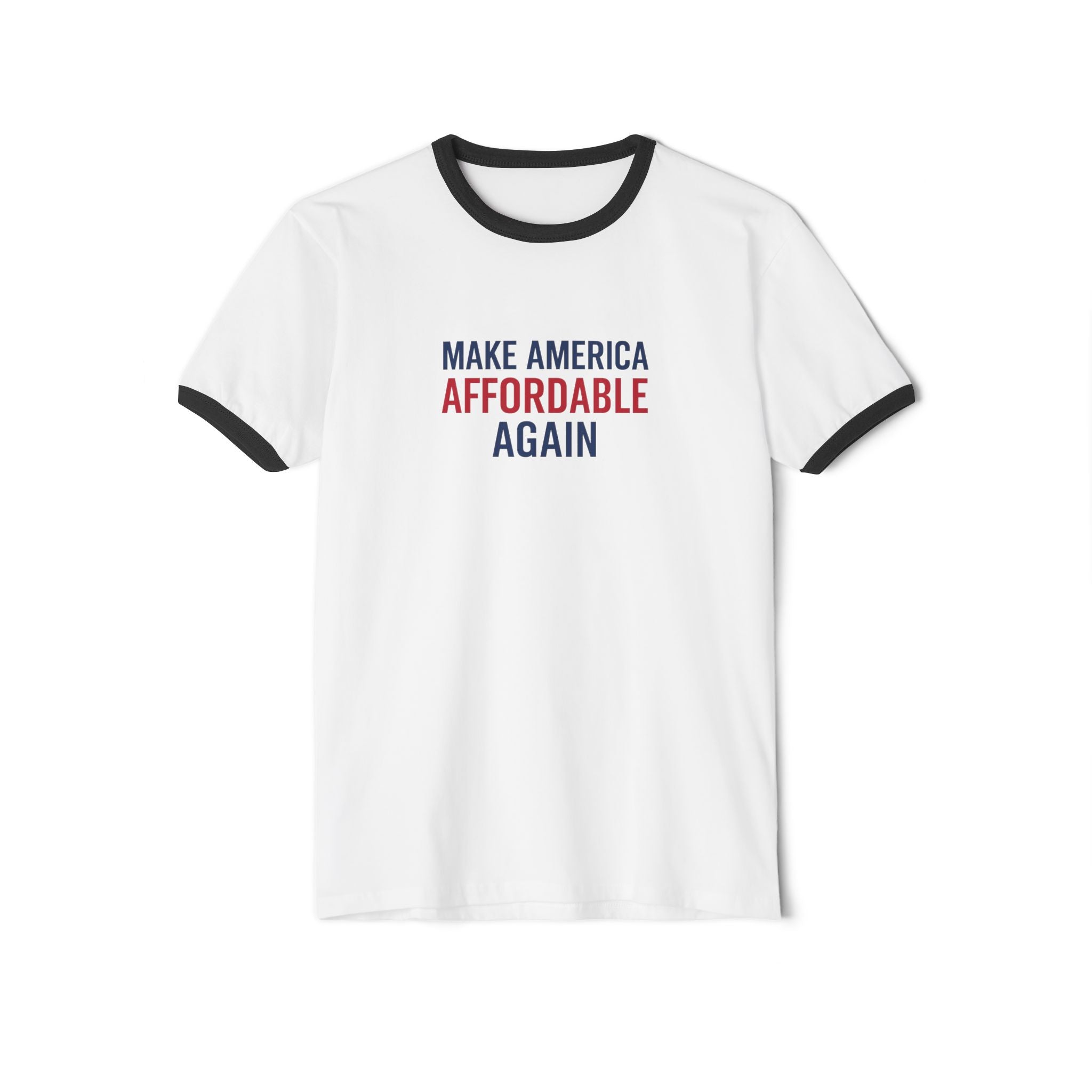 Unisex Cotton Ringer T-Shirt with 'Make America Affordable Again' Slogan, Casual Wear, Gift for Activists, Patriotic Apparel, [...]