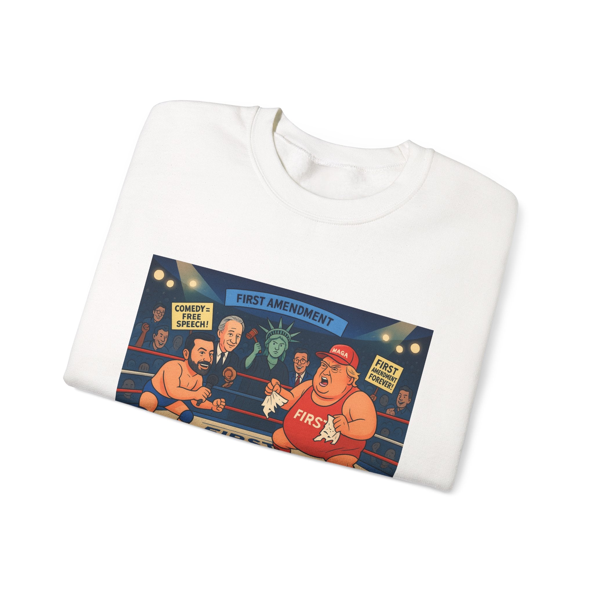 Patriotic Humor Crewneck Sweatshirt, Funny Gift for Political Enthusiasts, Comfy Casual Wear, Ideal for Gift Giving, Unisex Fashion