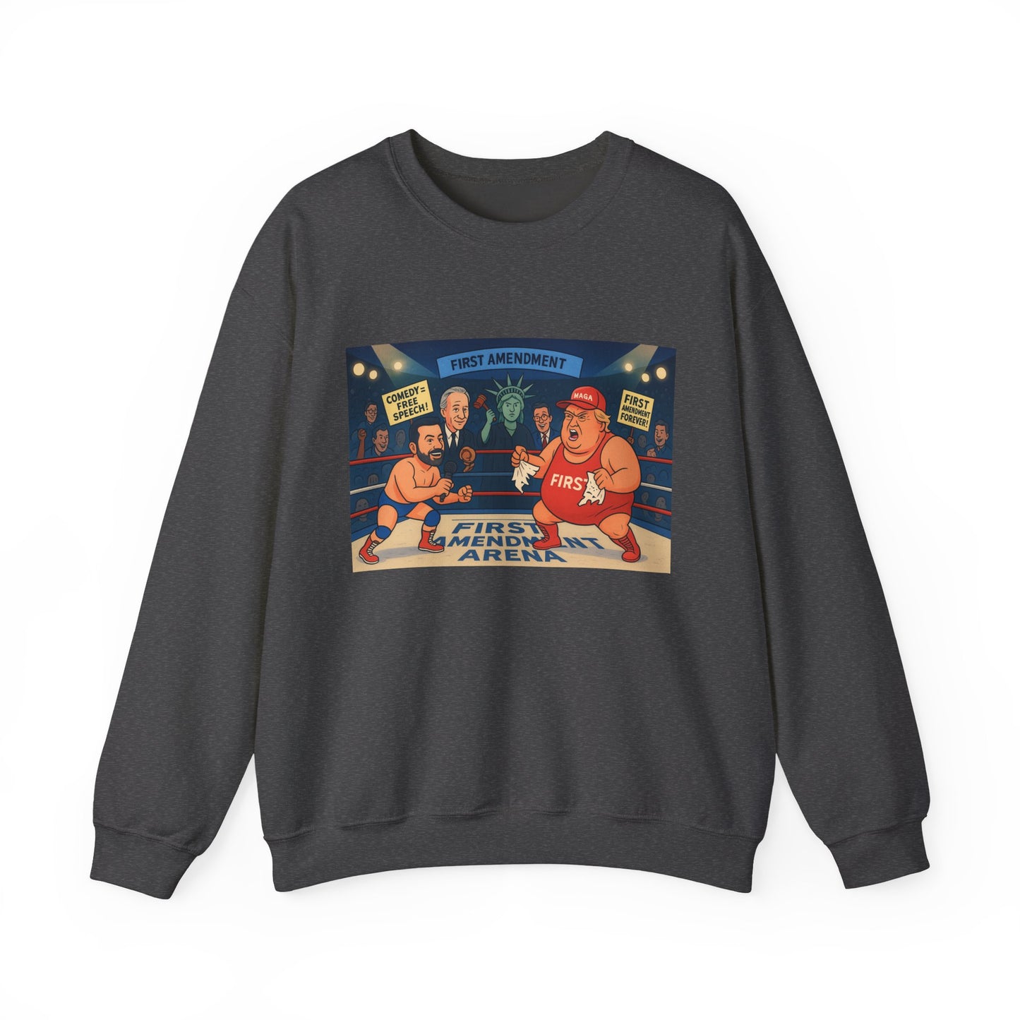 Patriotic Humor Crewneck Sweatshirt, Funny Gift for Political Enthusiasts, Comfy Casual Wear, Ideal for Gift Giving, Unisex Fashion