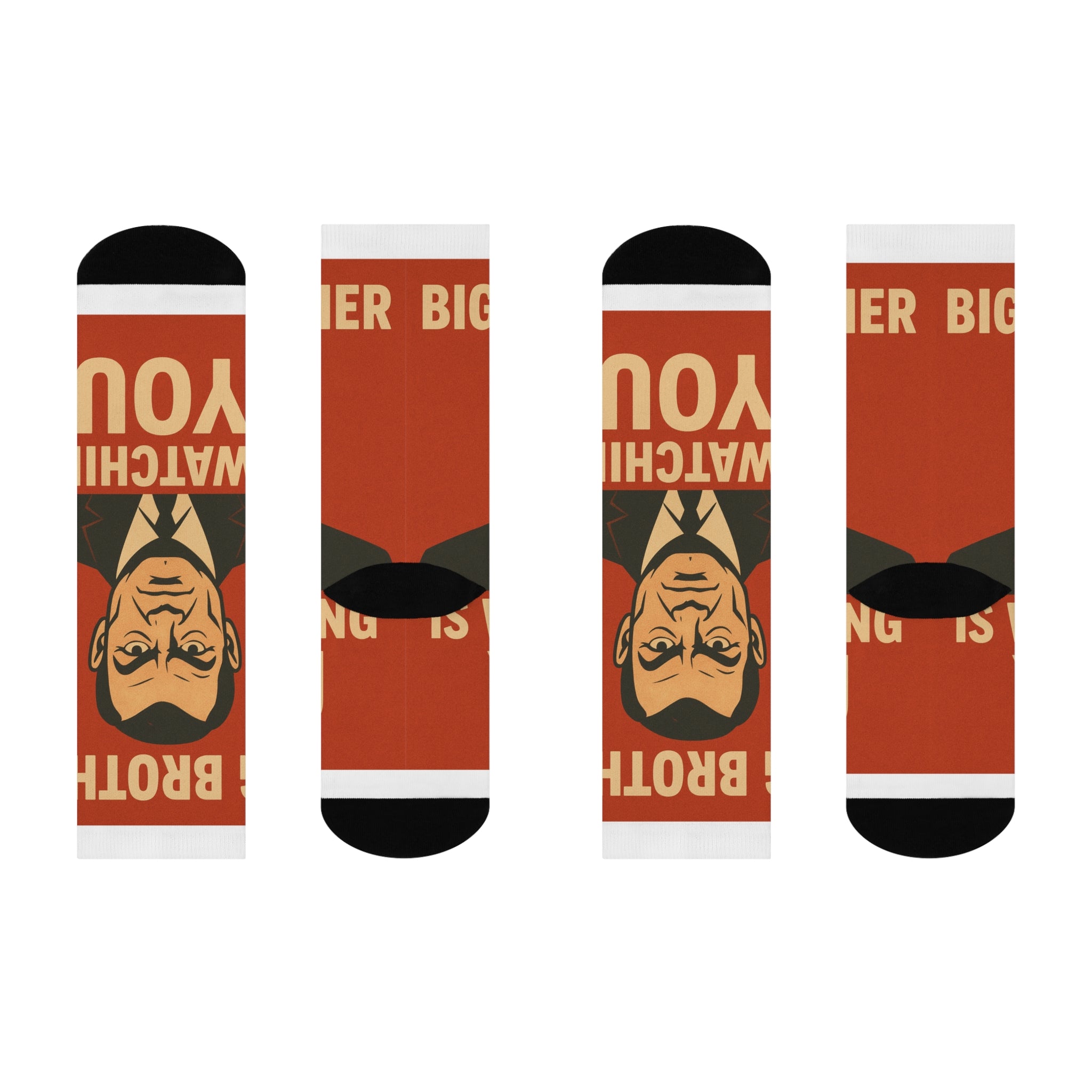 Big Brother Watches You Cushioned Crew Socks | Fun Gift for Friends, Novelty Socks, Statement Accessories, Cozy Wear, Unique Design