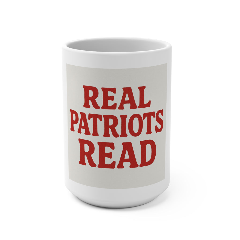 Patriotic Reader Mug 15oz, Coffee Lover Gift, Book Lovers Mug, Independence Day, Educational Gift, Tea Cup, Funny Mug