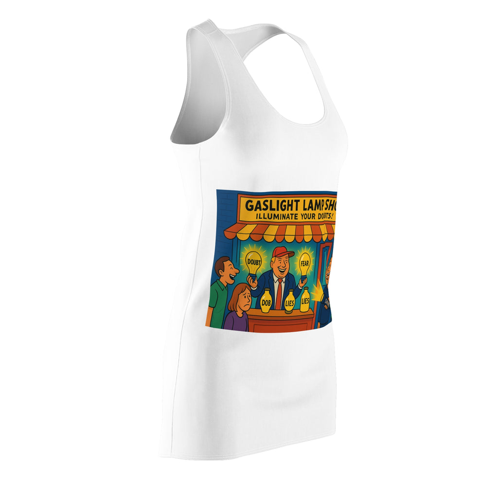 Gaslight Lamp Shop Racerback Dress, Fun Summer Dress, Casual Party Outfit, Unique Gift for Her, Funny Graphic Dress