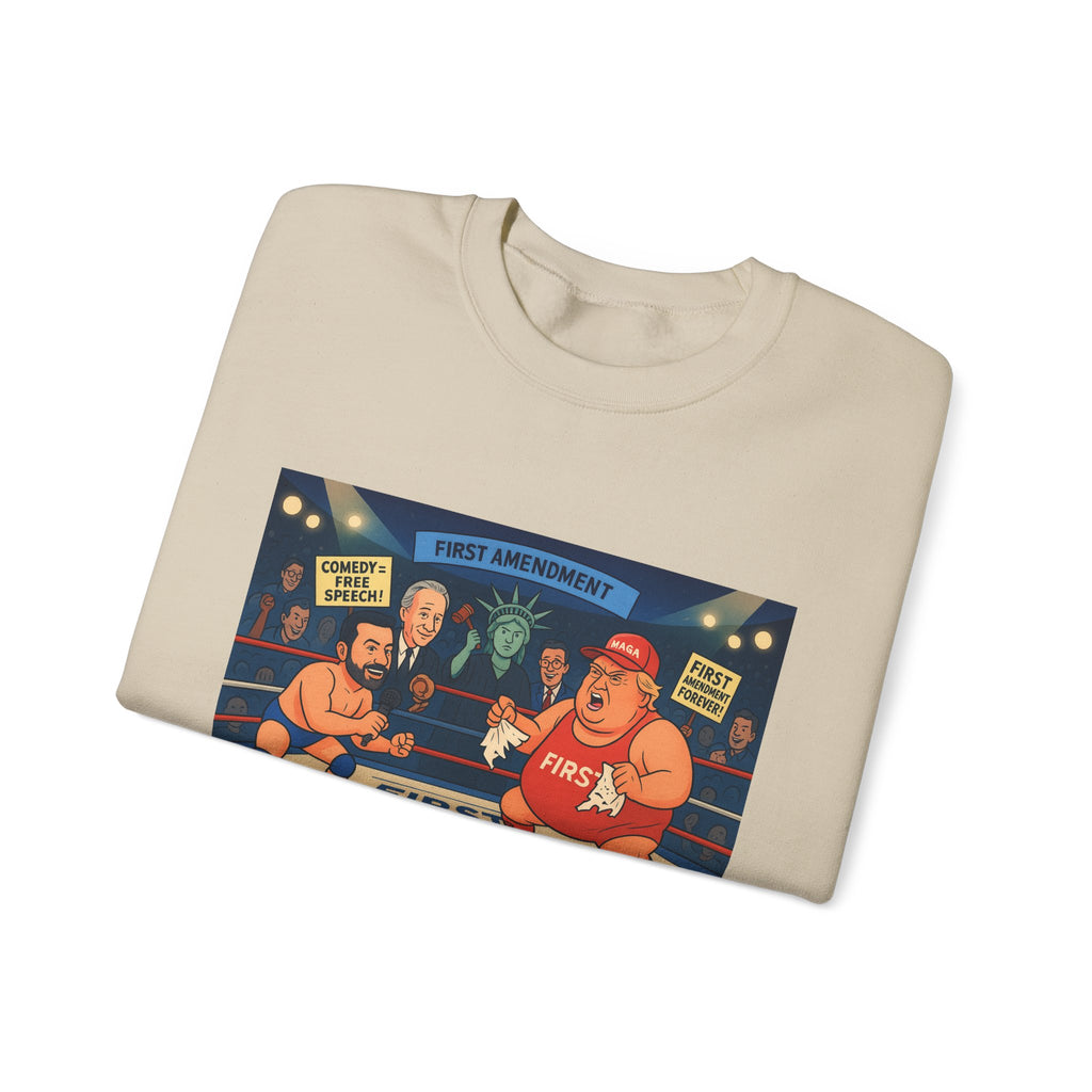 Patriotic Humor Crewneck Sweatshirt, Funny Gift for Political Enthusiasts, Comfy Casual Wear, Ideal for Gift Giving, Unisex Fashion