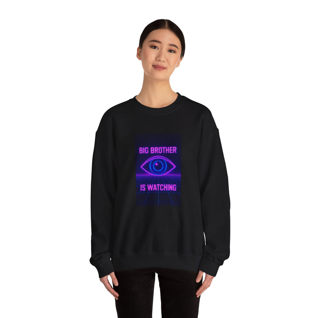 Crewneck Sweatshirt — "Big Brother Is Watching" Neon Eye Graphic
