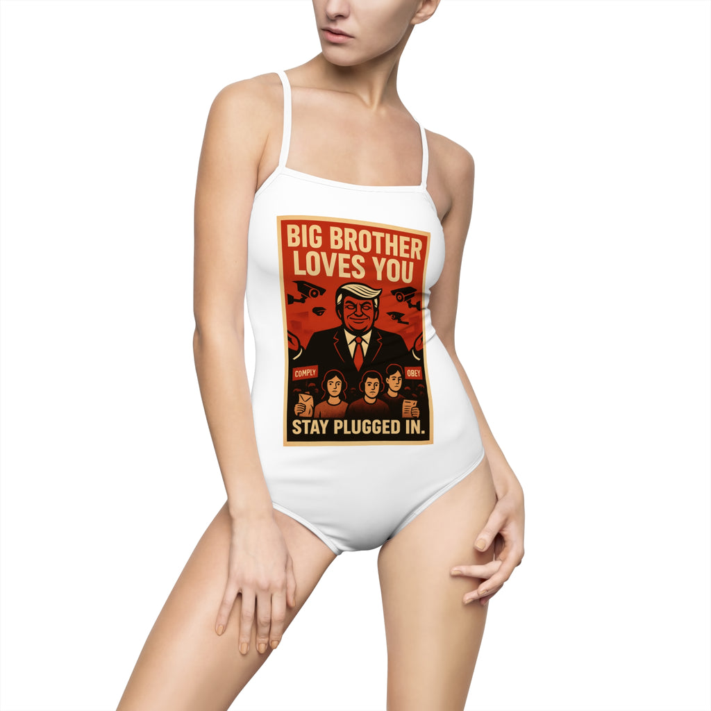 Big Brother Themed Women's One-Piece Swimsuit, Statement Swimwear, Beachwear, Summer Style, Pool Party Attire