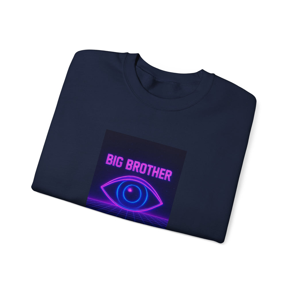 Crewneck Sweatshirt — "Big Brother Is Watching" Neon Eye Graphic