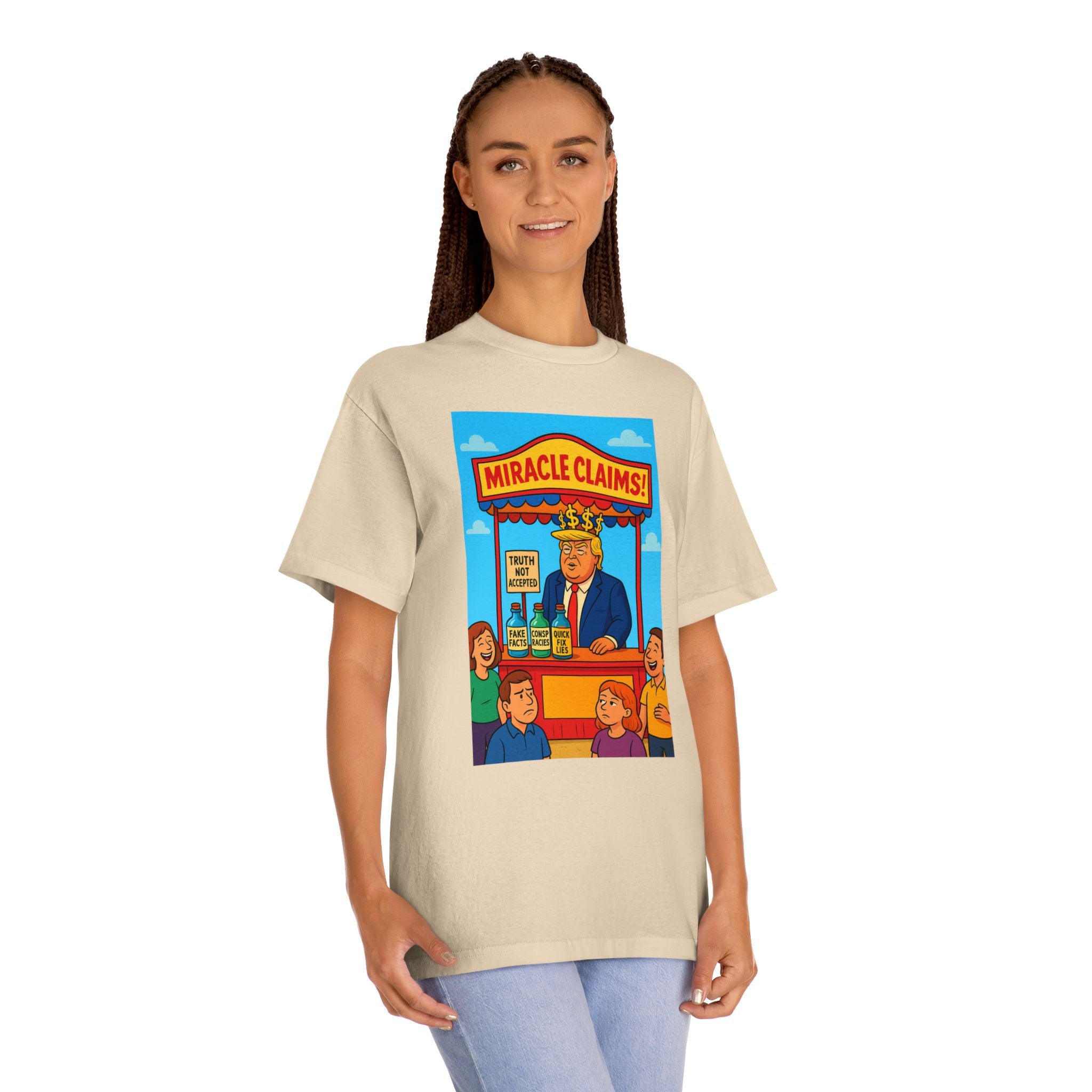 Funny Miracle Claims Unisex Classic Tee, Humor Shirt, Gift for Friends, Casual Wear, Statement T-Shirt, Unisex Graphic Tee