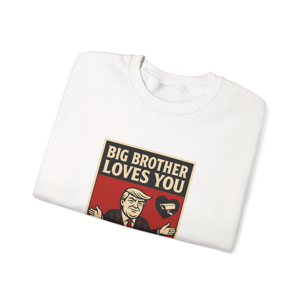 Big Brother Loves You Crewneck Sweatshirt - Unisex Heavy Blend, Cozy Gift, Casual Wear, Statement Piece, Perfect for Any Season