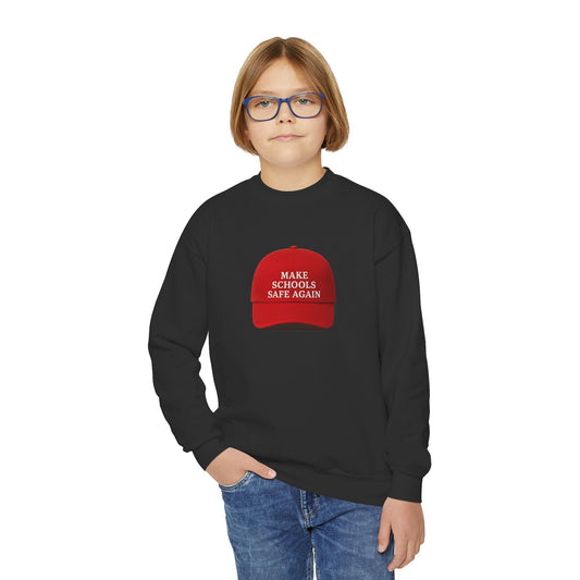 Youth Crewneck Sweatshirt - "Make Schools Safe Again" - Perfect for Activism, School Events, Gifts, Youth Apparel, Casual Fashion