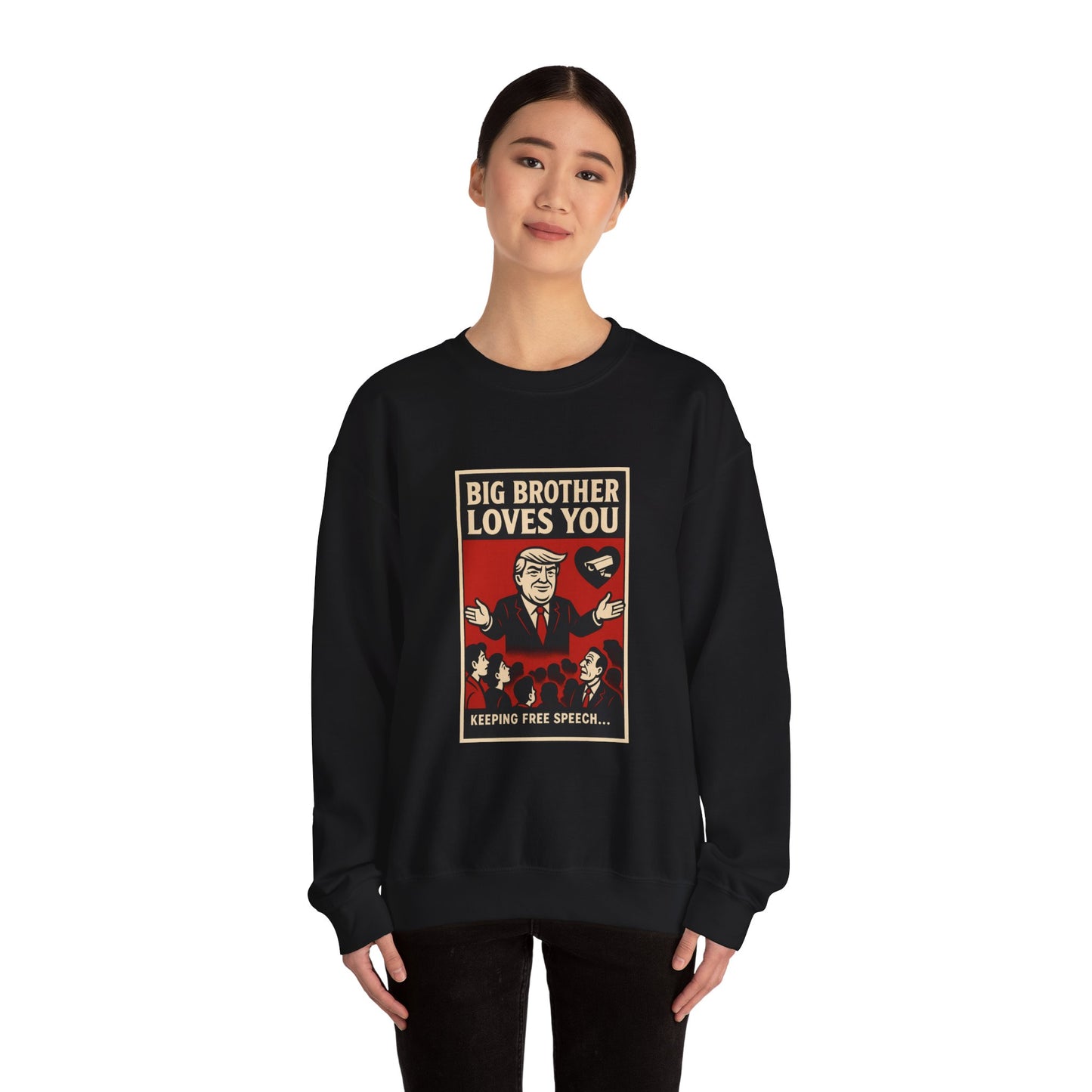 Big Brother Loves You Crewneck Sweatshirt - Unisex Heavy Blend, Cozy Gift, Casual Wear, Statement Piece, Perfect for Any Season