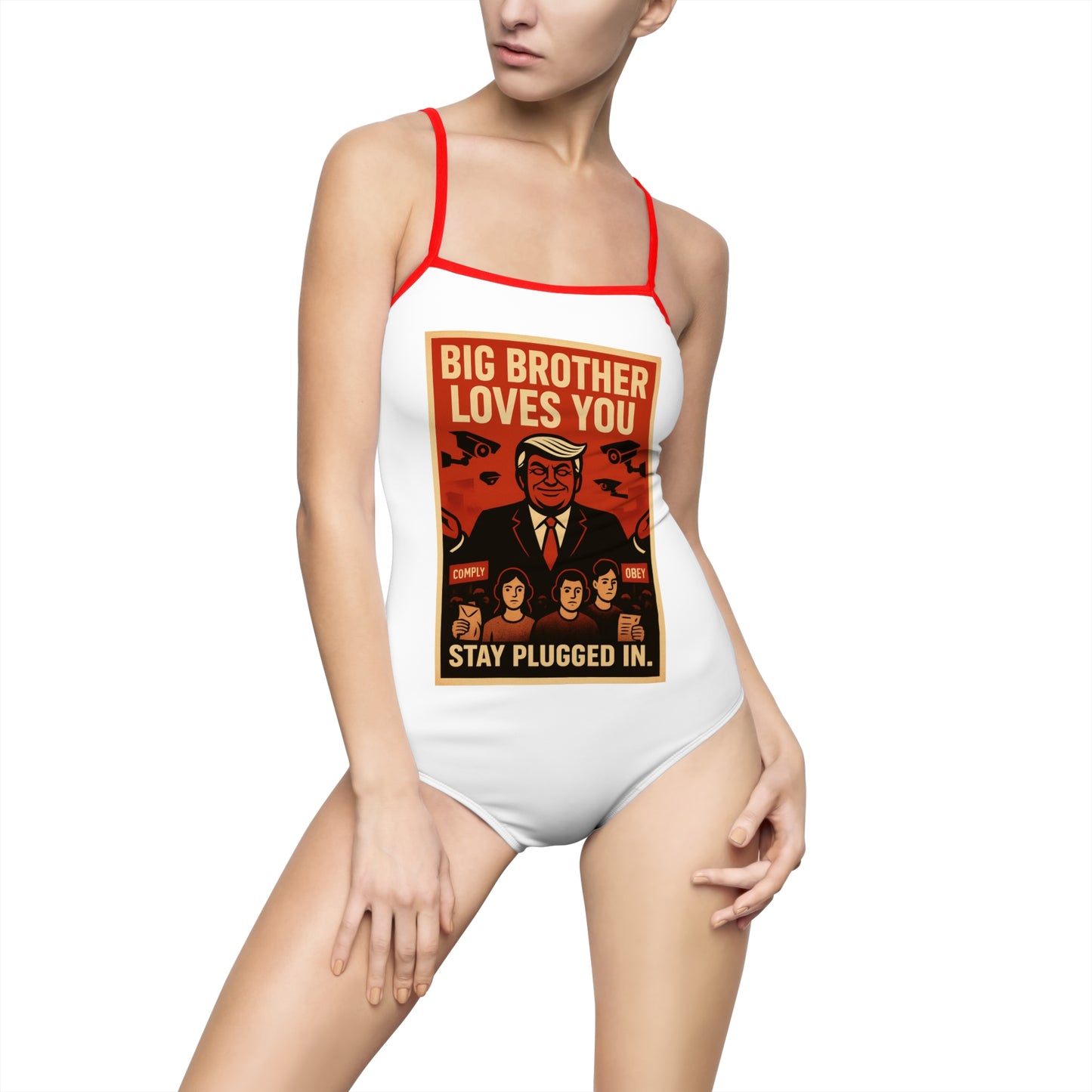Big Brother Themed Women's One-Piece Swimsuit, Statement Swimwear, Beachwear, Summer Style, Pool Party Attire