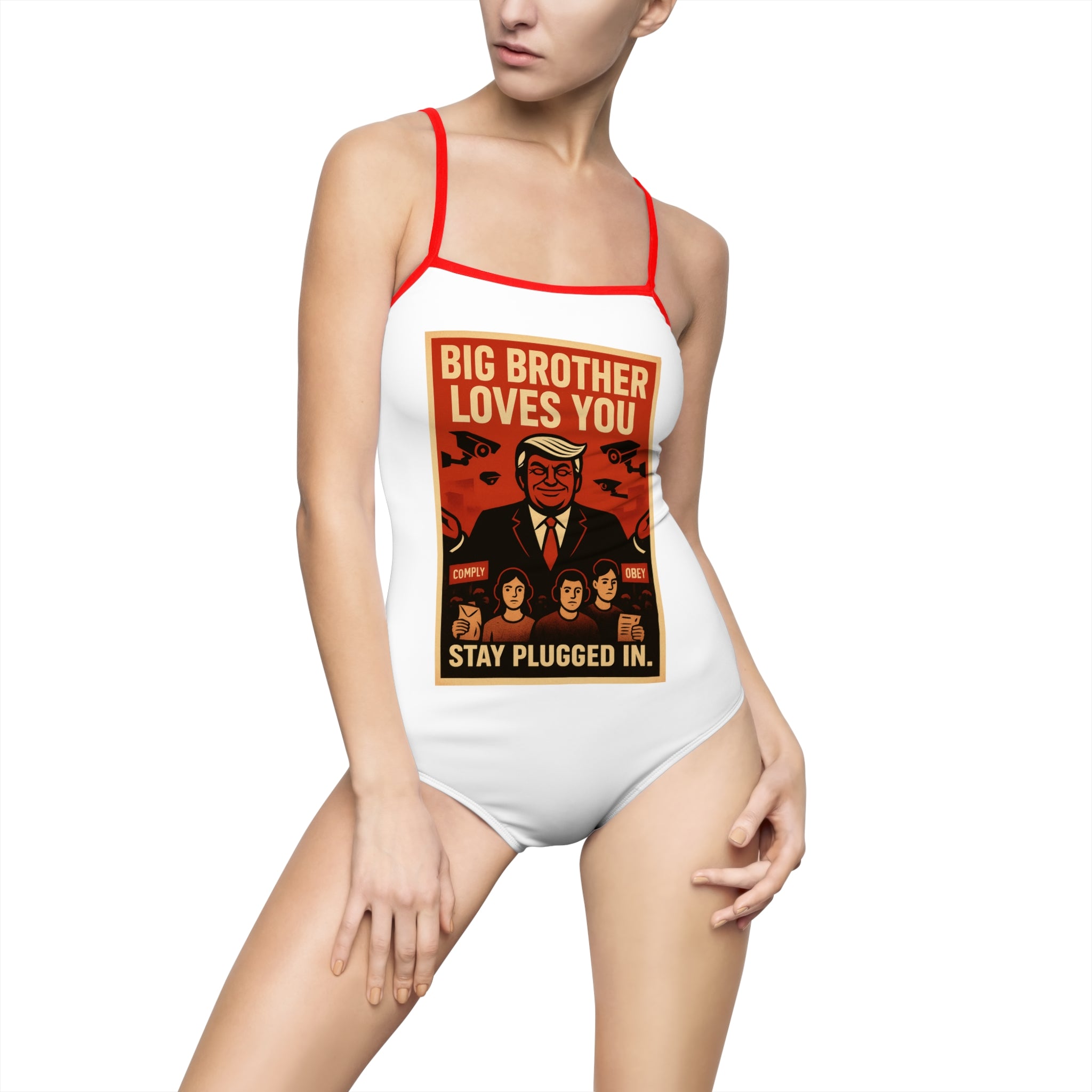 Big Brother Themed Women's One-Piece Swimsuit, Statement Swimwear, Beachwear, Summer Style, Pool Party Attire