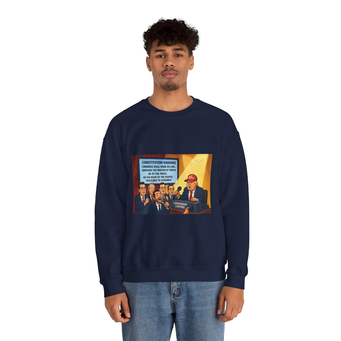Patriotic Humor Crewneck Sweatshirt, Funny Gift for Political Enthusiasts, Comfy Casual Wear, Ideal for Gift Giving, Unisex Fashion