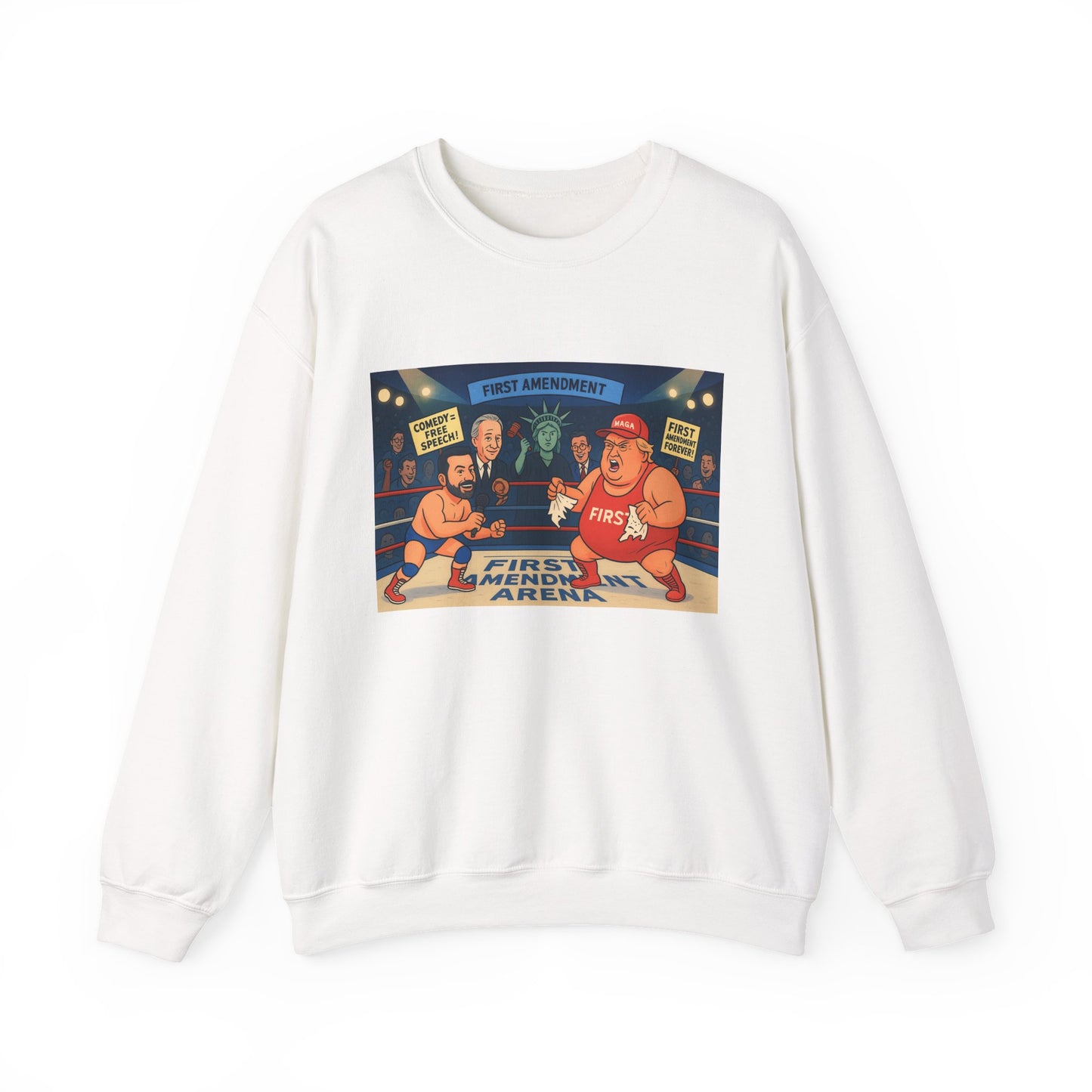 Patriotic Humor Crewneck Sweatshirt, Funny Gift for Political Enthusiasts, Comfy Casual Wear, Ideal for Gift Giving, Unisex Fashion