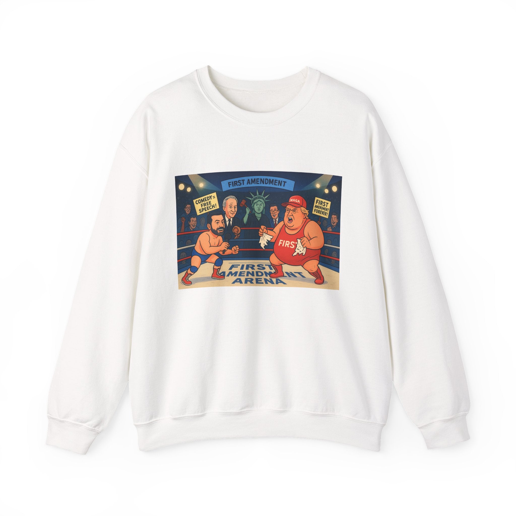 Patriotic Humor Crewneck Sweatshirt, Funny Gift for Political Enthusiasts, Comfy Casual Wear, Ideal for Gift Giving, Unisex Fashion