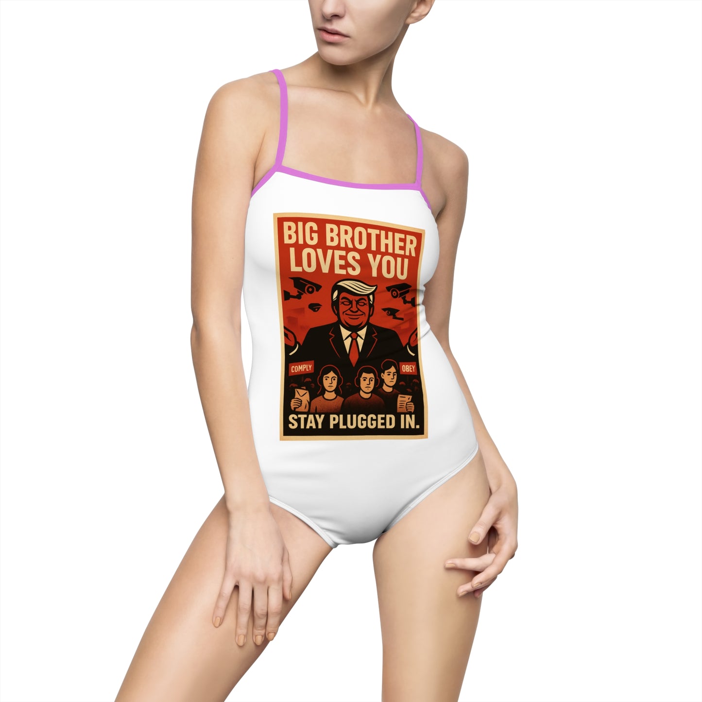 Big Brother Themed Women's One-Piece Swimsuit, Statement Swimwear, Beachwear, Summer Style, Pool Party Attire