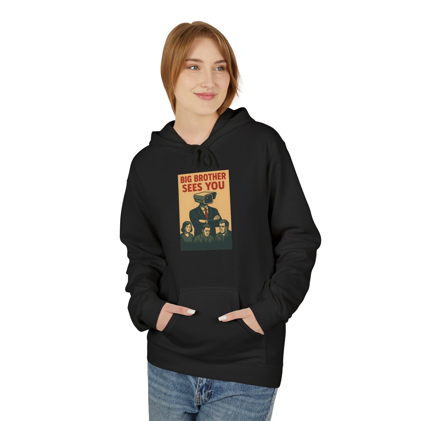 Big Brother Sees You Hoodie, Unisex Fleece Pullover, Cozy Sweatshirt, Gift for Fans, Retro Style Apparel, Casual Everyday Wear