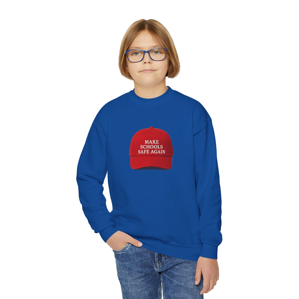 Youth Crewneck Sweatshirt - "Make Schools Safe Again" - Perfect for Activism, School Events, Gifts, Youth Apparel, Casual Fashion