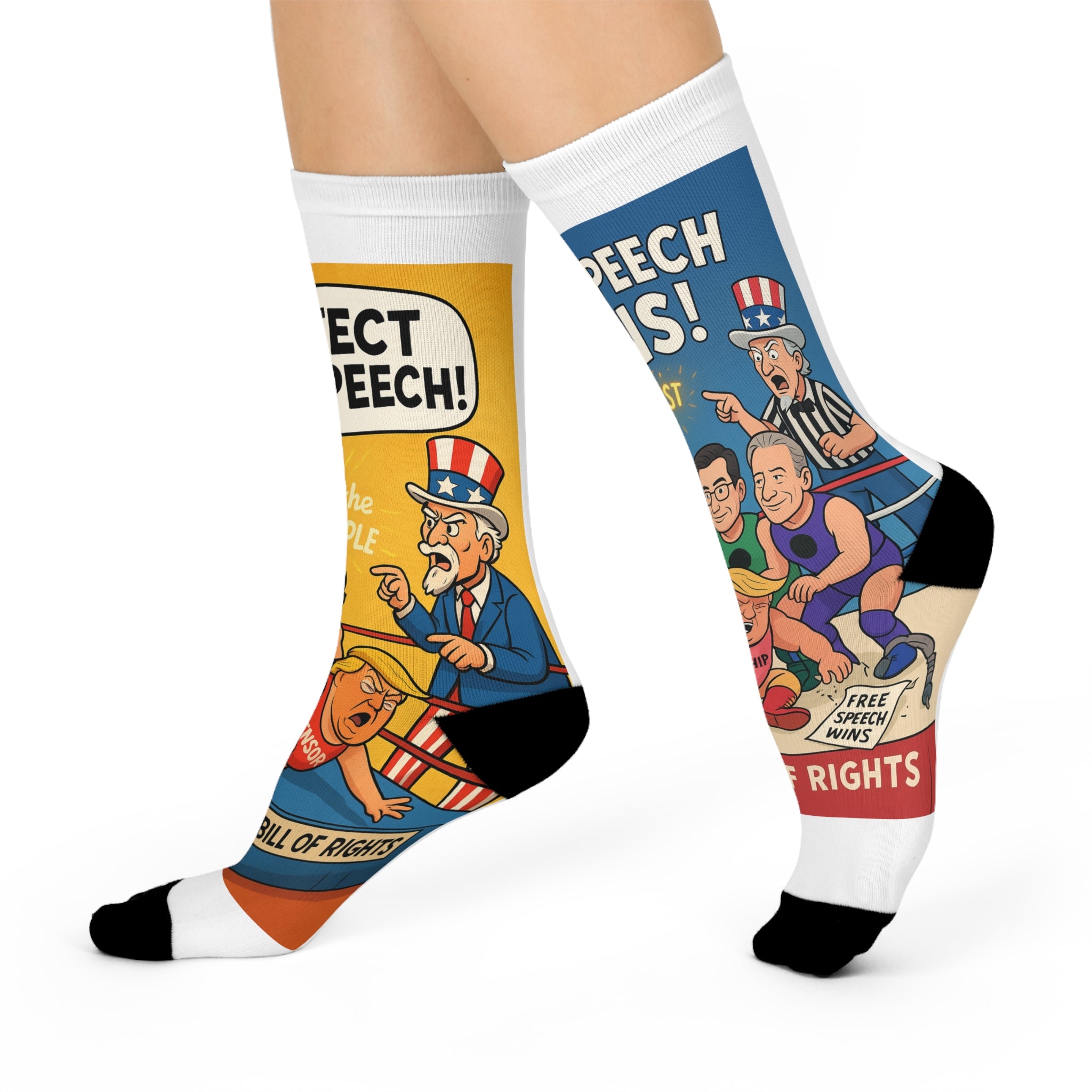 Freedom First Cushioned Crew Socks | Fun Socks for Censorship Awareness, Cozy Footwear for Activists, Gift for Creative Minds