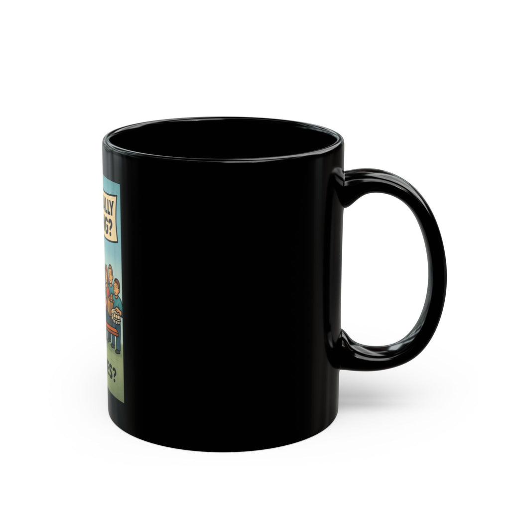 Humorous Black Coffee Mug - 'Who's Really Winning?' for Coffee Lovers, Gift for Friends, Office Décor, Funny Quote Mug