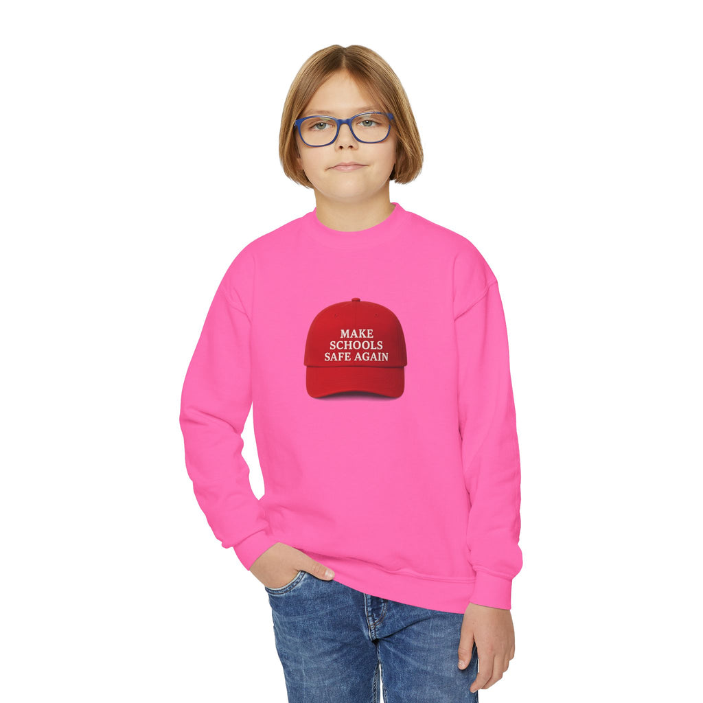 Youth Crewneck Sweatshirt - "Make Schools Safe Again" - Perfect for Activism, School Events, Gifts, Youth Apparel, Casual Fashion