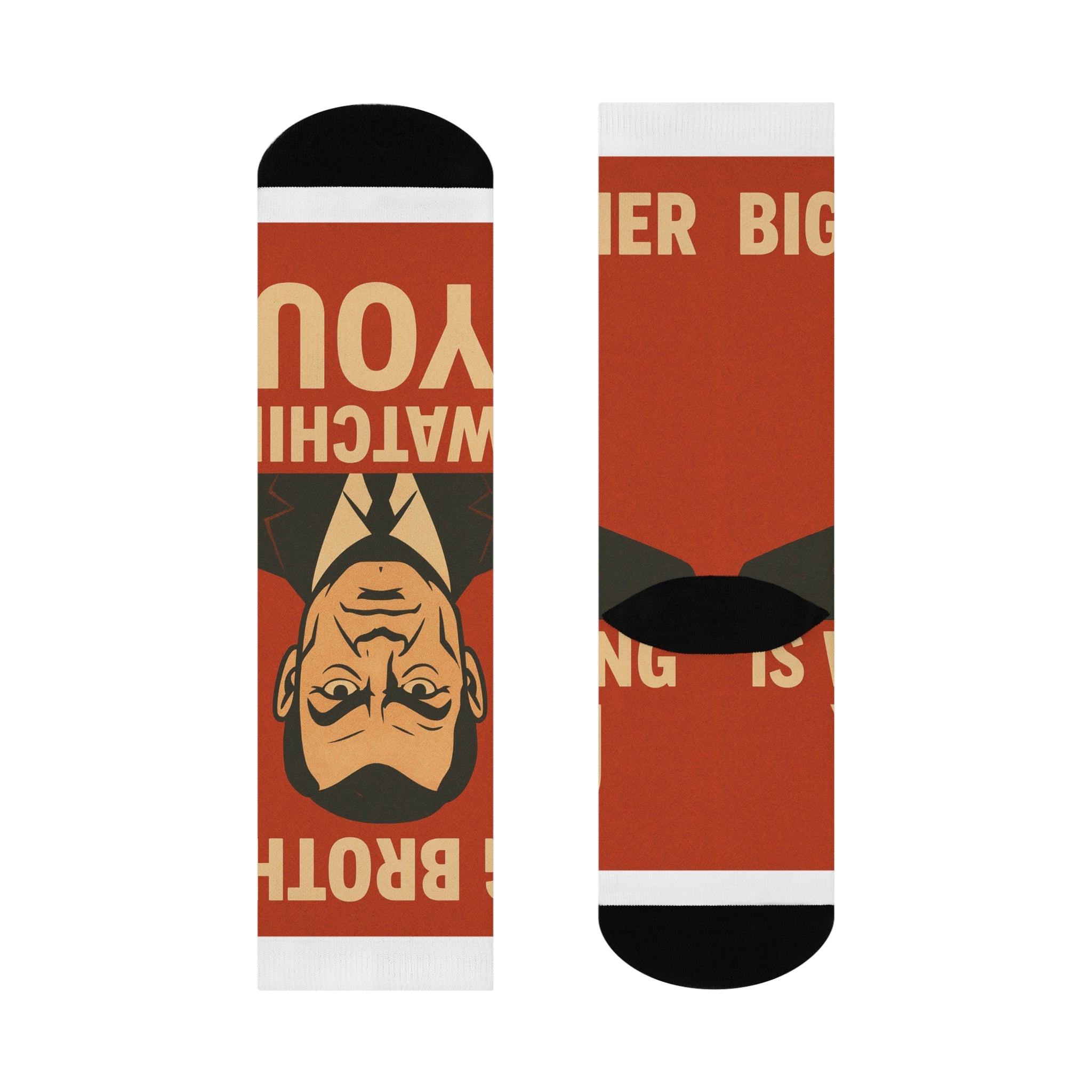 Big Brother Watches You Cushioned Crew Socks | Fun Gift for Friends, Novelty Socks, Statement Accessories, Cozy Wear, Unique Design