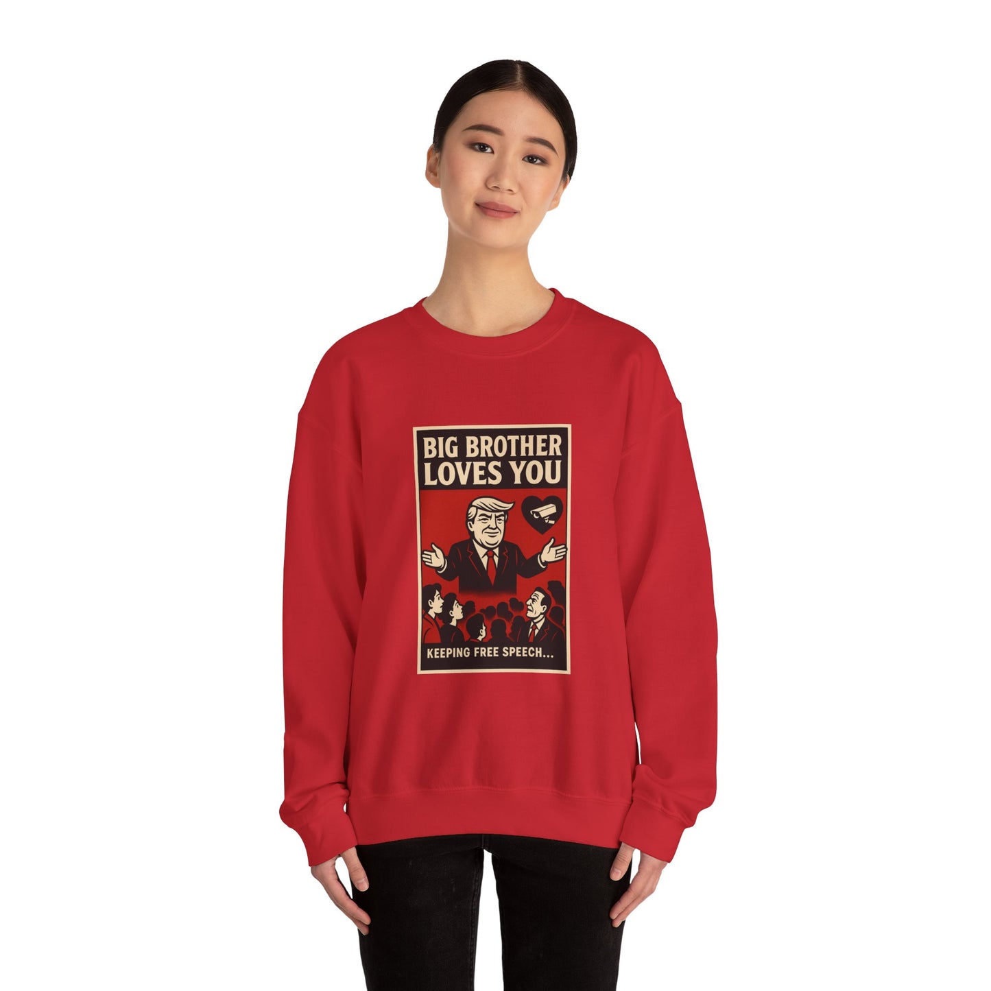 Big Brother Loves You Crewneck Sweatshirt - Unisex Heavy Blend, Cozy Gift, Casual Wear, Statement Piece, Perfect for Any Season