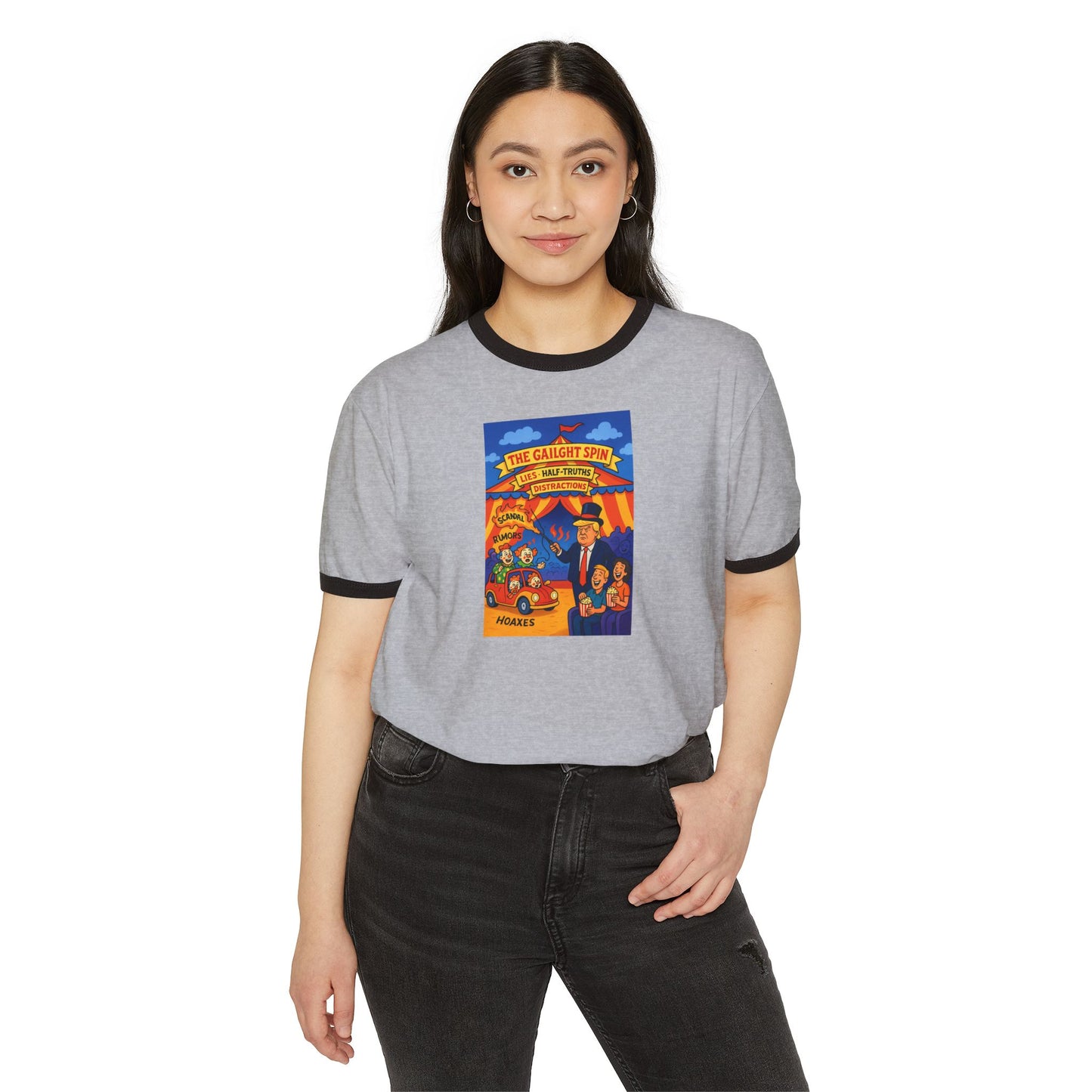 Vintage-Inspired Circus Ringer T-Shirt | Unisex Retro Tee, Carnival Style, Fun Graphic Tee, Gift for Dreamers, Summer Festival Wear
