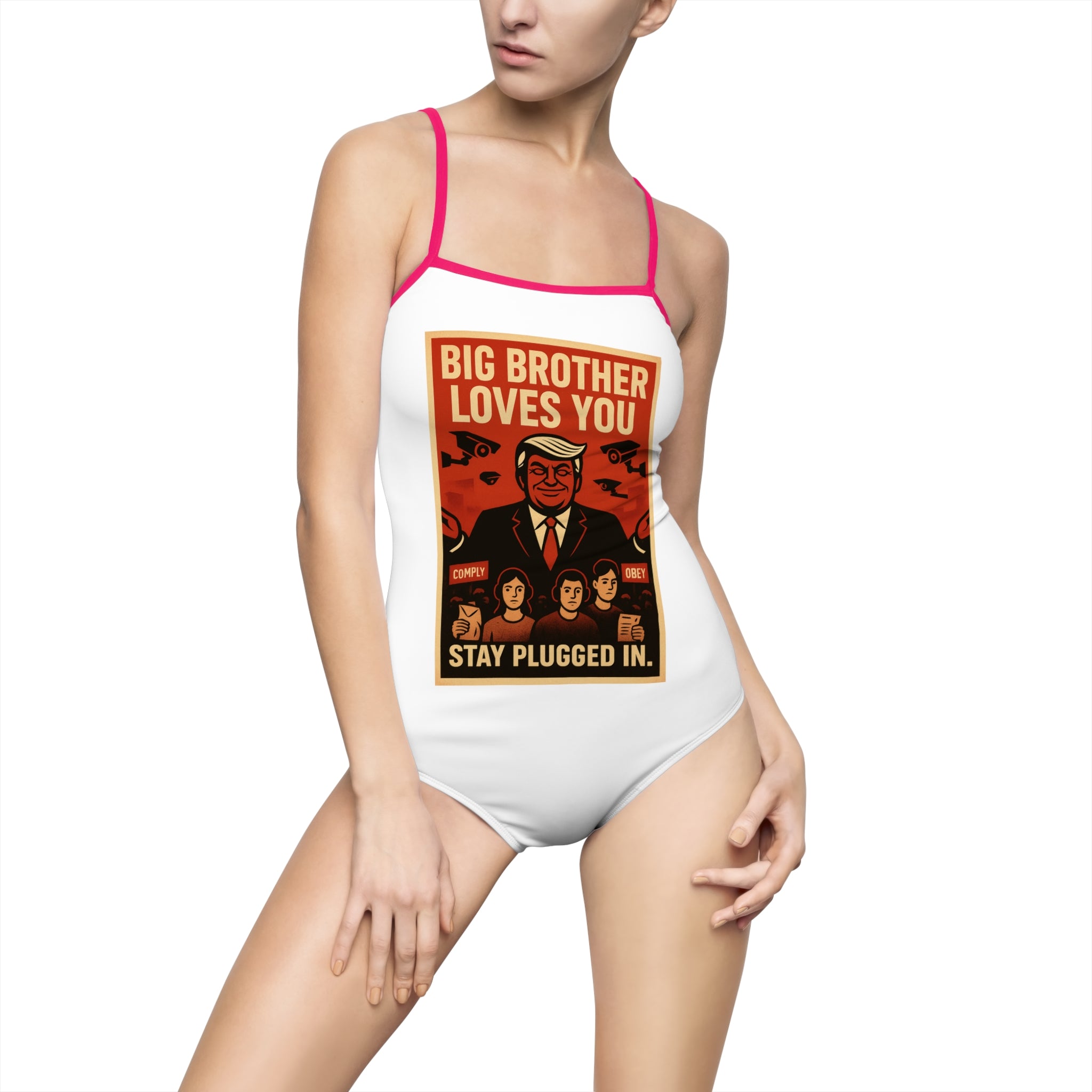 Big Brother Themed Women's One-Piece Swimsuit, Statement Swimwear, Beachwear, Summer Style, Pool Party Attire
