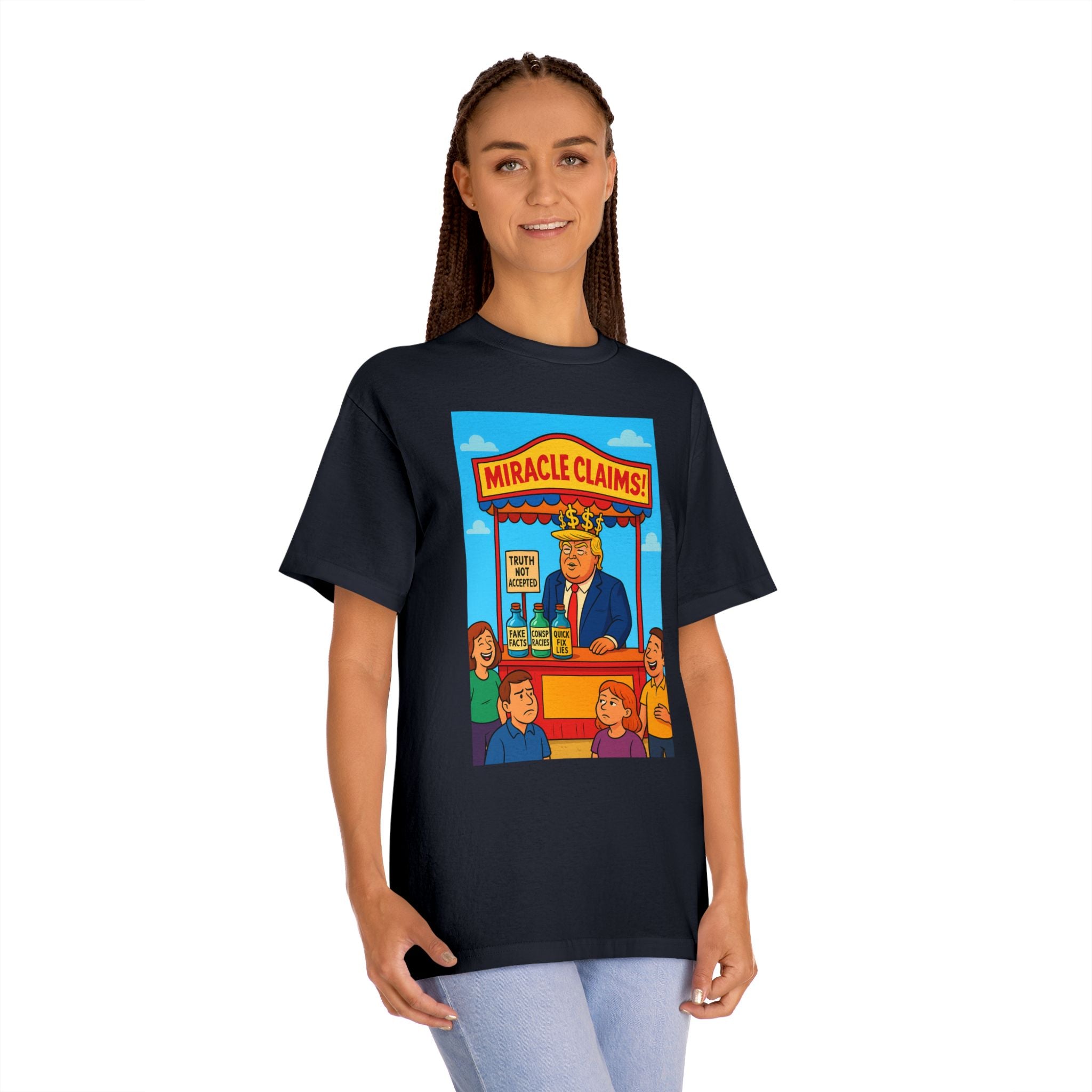 Funny Miracle Claims Unisex Classic Tee, Humor Shirt, Gift for Friends, Casual Wear, Statement T-Shirt, Unisex Graphic Tee