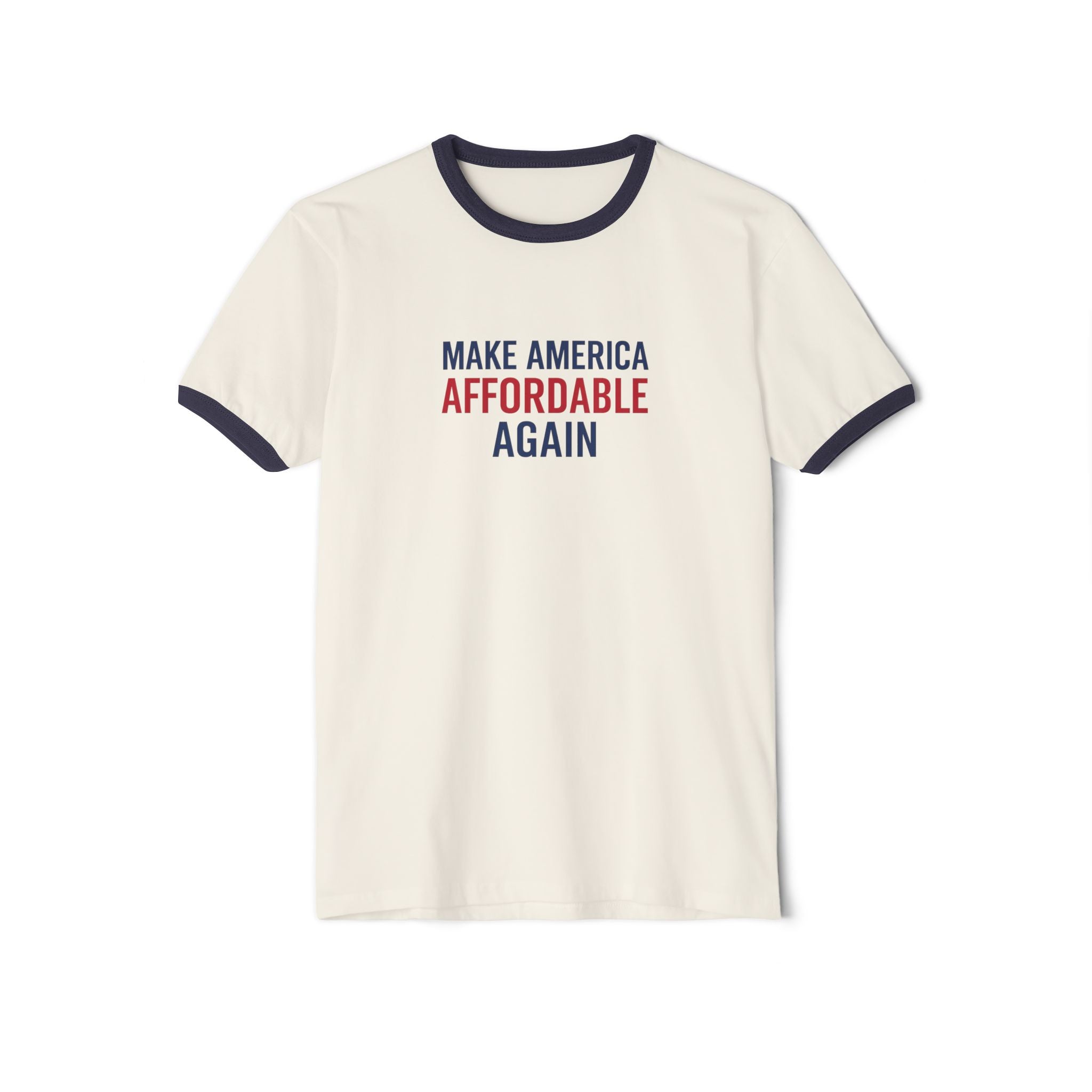 Unisex Cotton Ringer T-Shirt with 'Make America Affordable Again' Slogan, Casual Wear, Gift for Activists, Patriotic Apparel, [...]