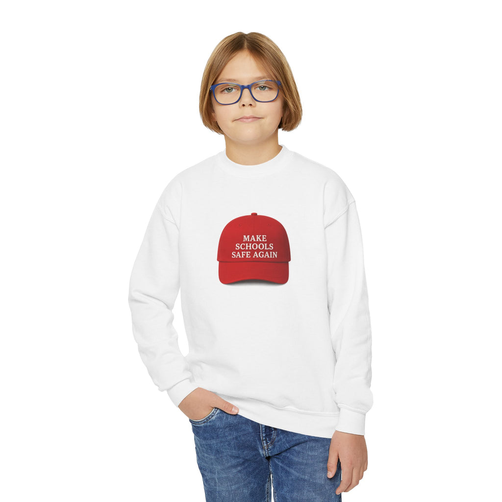 Youth Crewneck Sweatshirt - "Make Schools Safe Again" - Perfect for Activism, School Events, Gifts, Youth Apparel, Casual Fashion